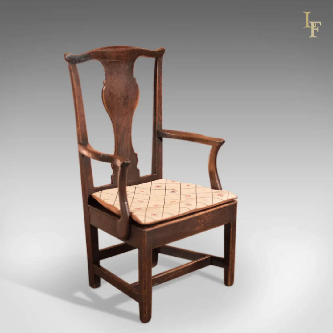 Late Georgian Oak Open Armchair, c.1800