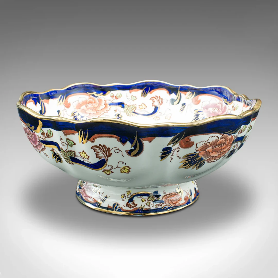 Vintage Serving Bowl, English, Ceramic, Decorative Fruit Dish, Late