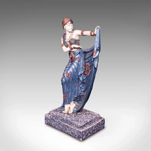 Vintage Dancing Female Figure, Burlesque, Sculpture, Art Deco Revival, Jazz Age