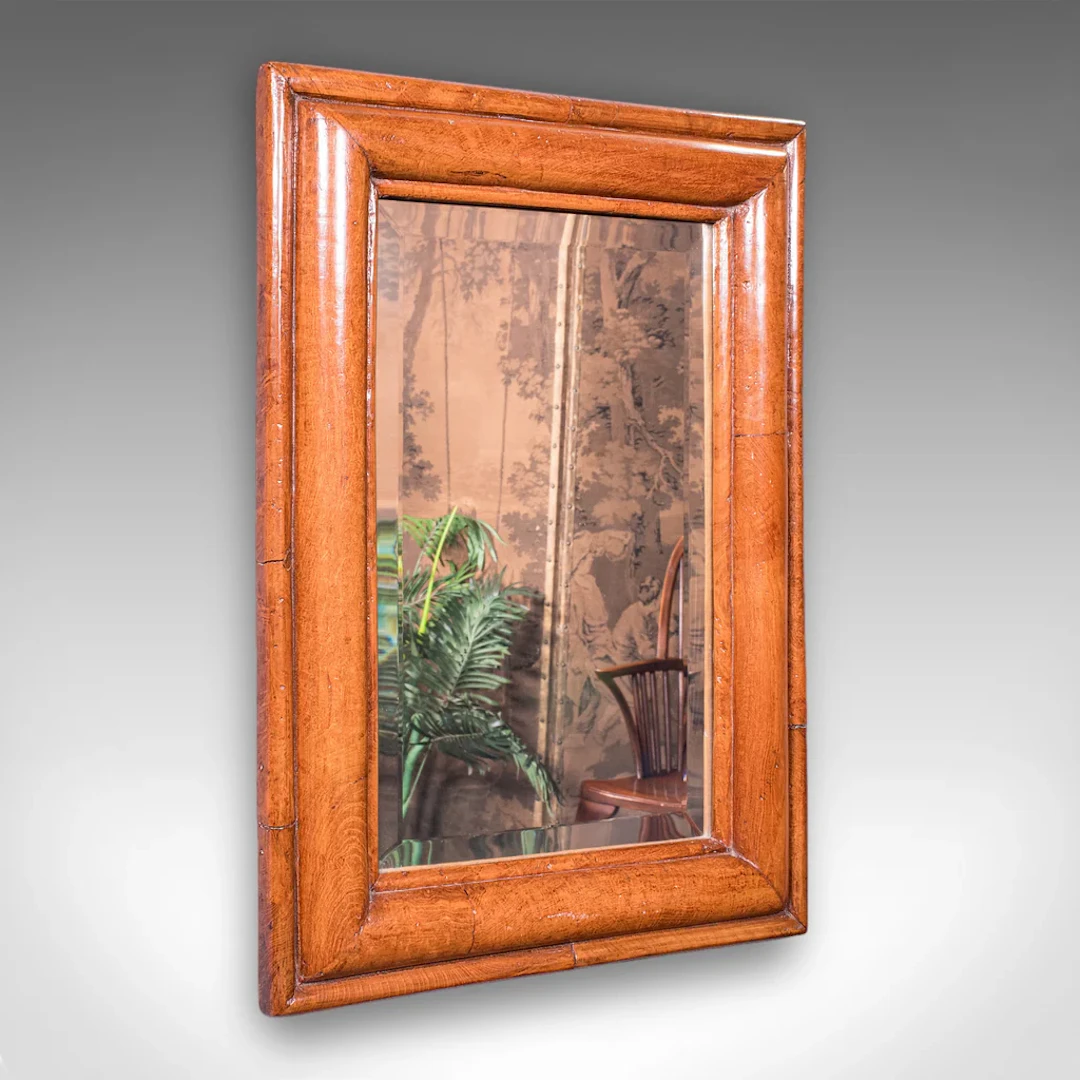 Antique Reception Hall Vanity Mirror, English, Walnut, Bevelled Glass