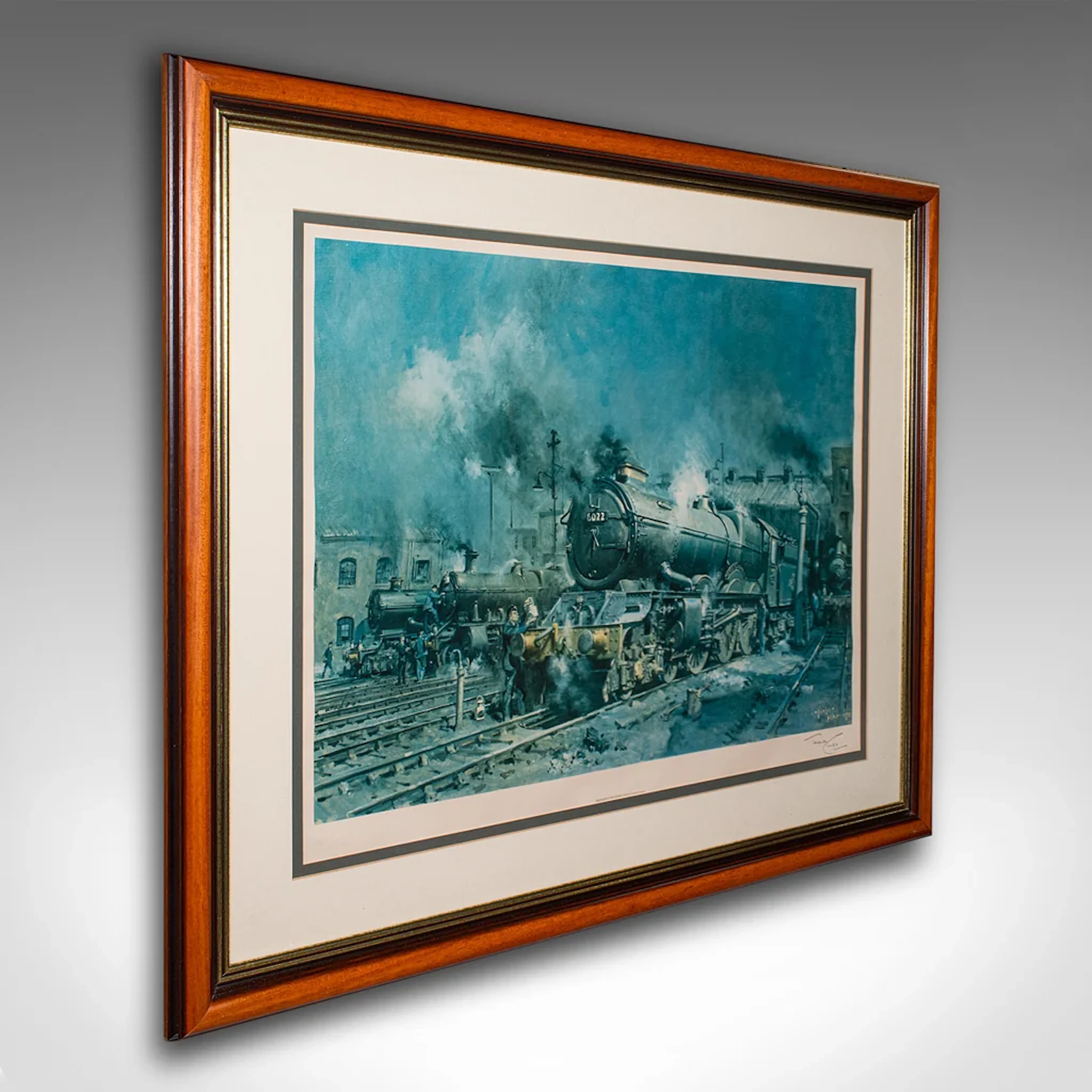 Large Vintage Railway Print, English, Framed Art, Steam Train, Railwayana