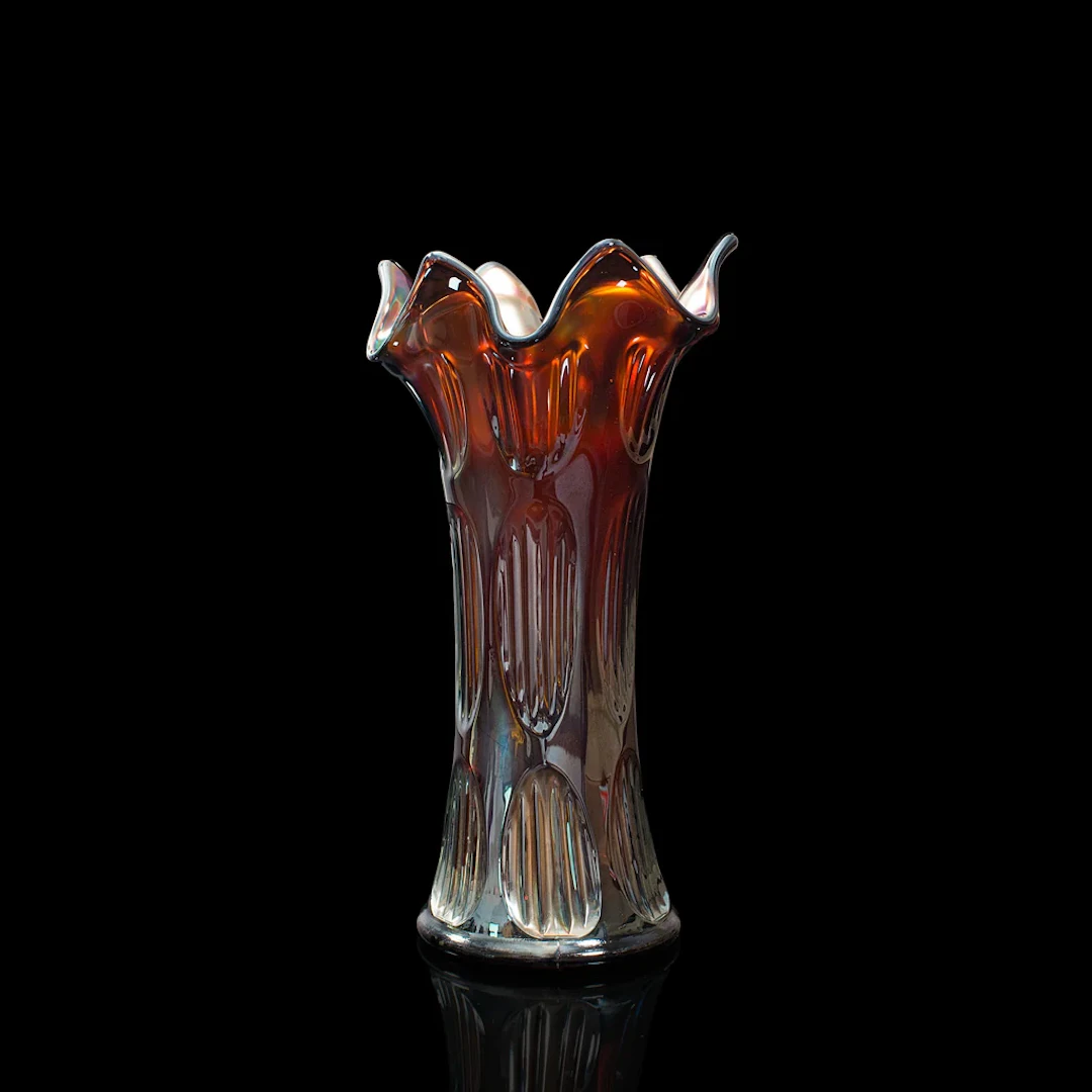 Small Vintage Decorative Vase, English, Carnival Glass, Flower, Mid