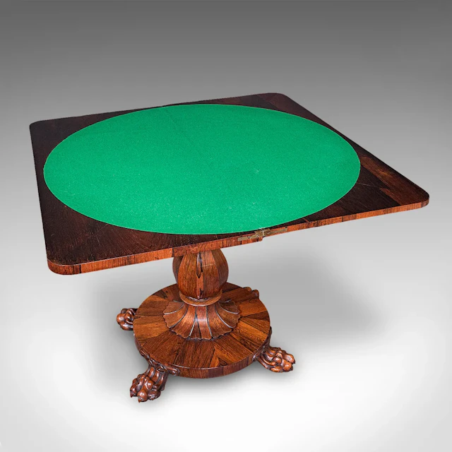 Antique Club Lounge Poker Table, English, Parlour Games, Cards, William