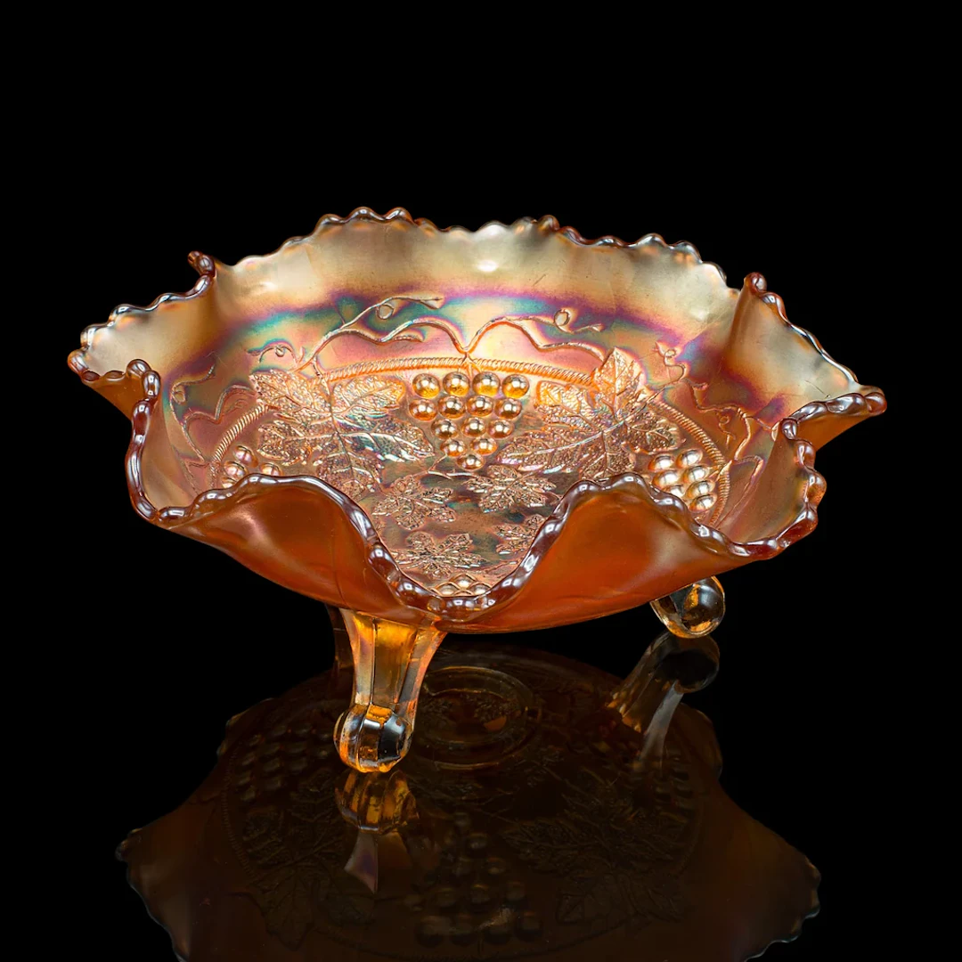 Vintage Flared Potpourri Dish, English, Carnival Lustre Glass, Bonbon