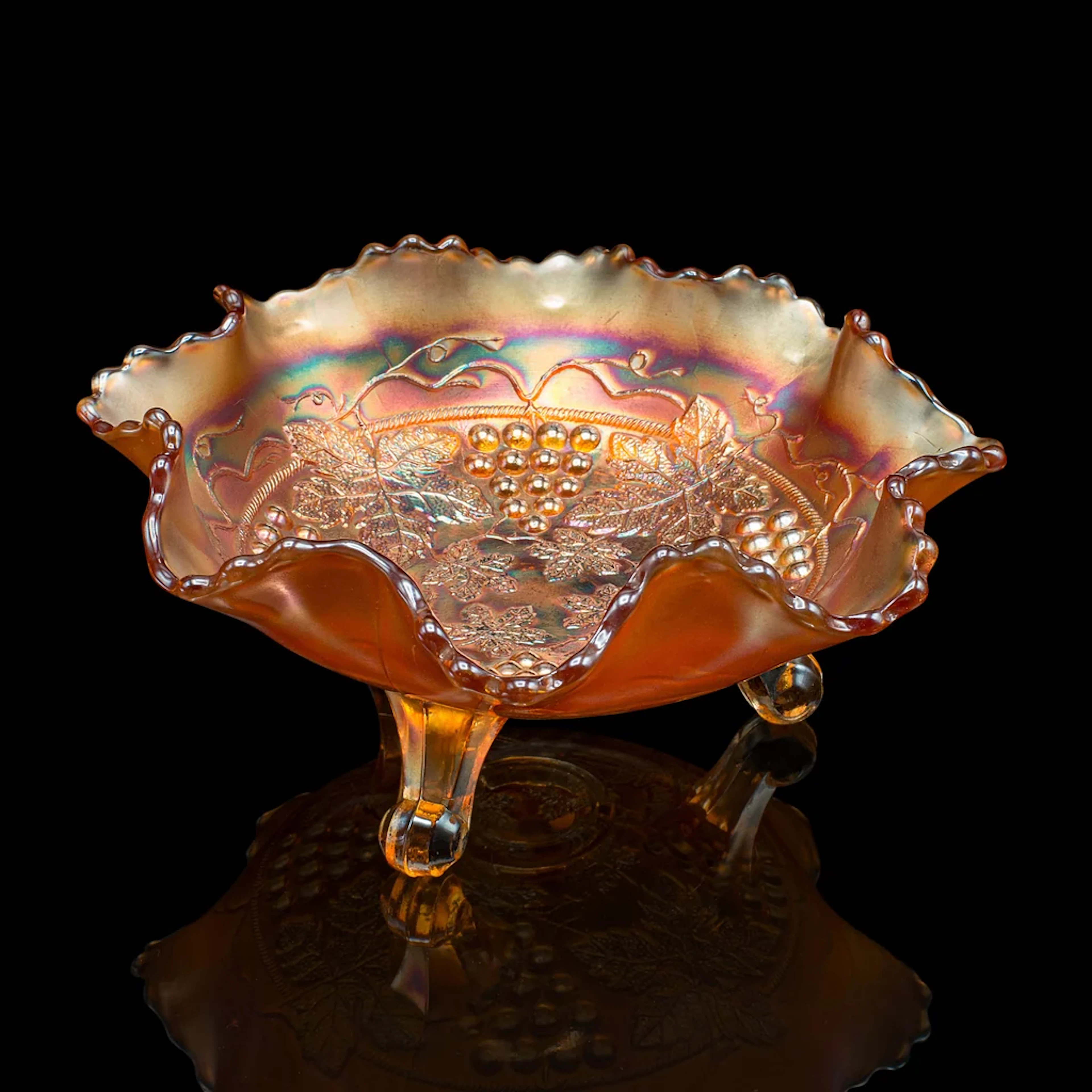 Vintage Flared Potpourri Dish, English, Carnival Lustre Glass, Bonbon