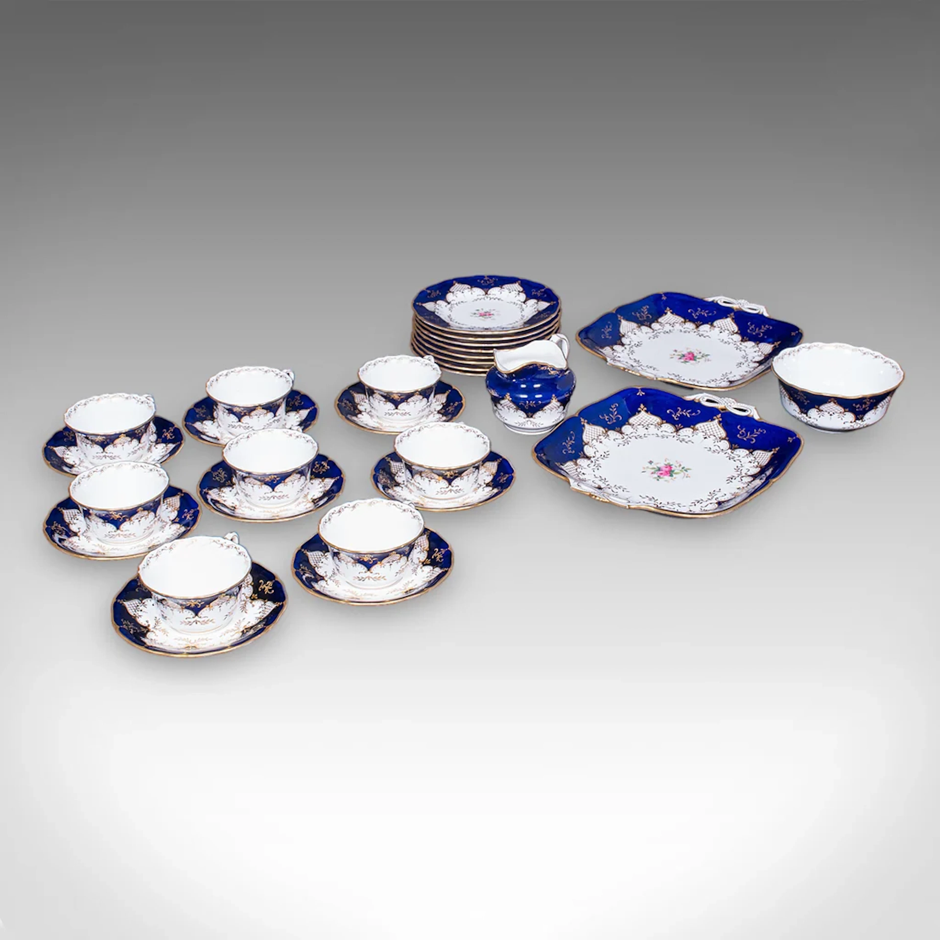 28 piece Antique 8 Person Afternoon Tea & Tiffin Set, English Ceramic