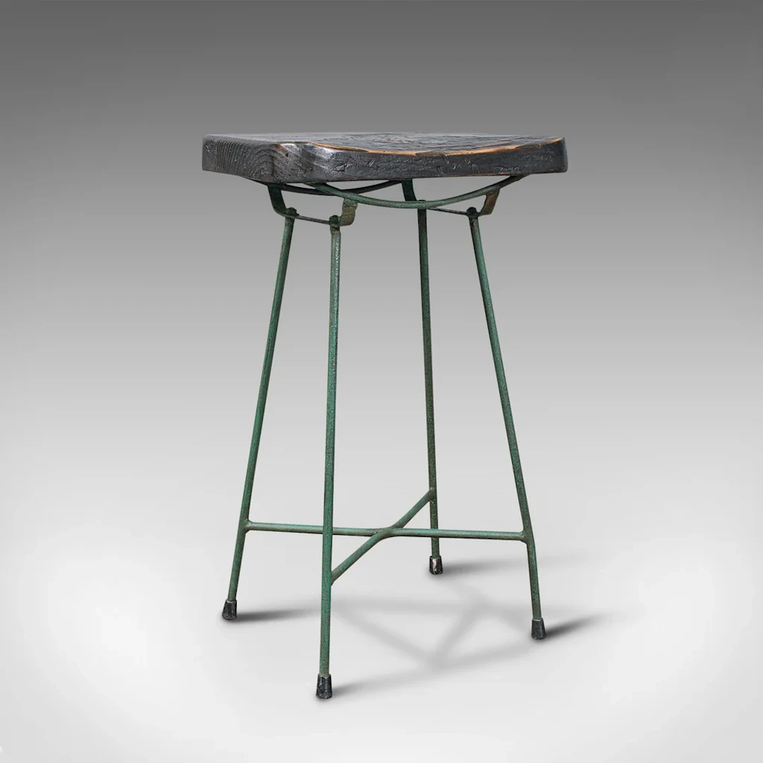 Vintage Munitions Factory Stool, English, Pine, Industrial Taste