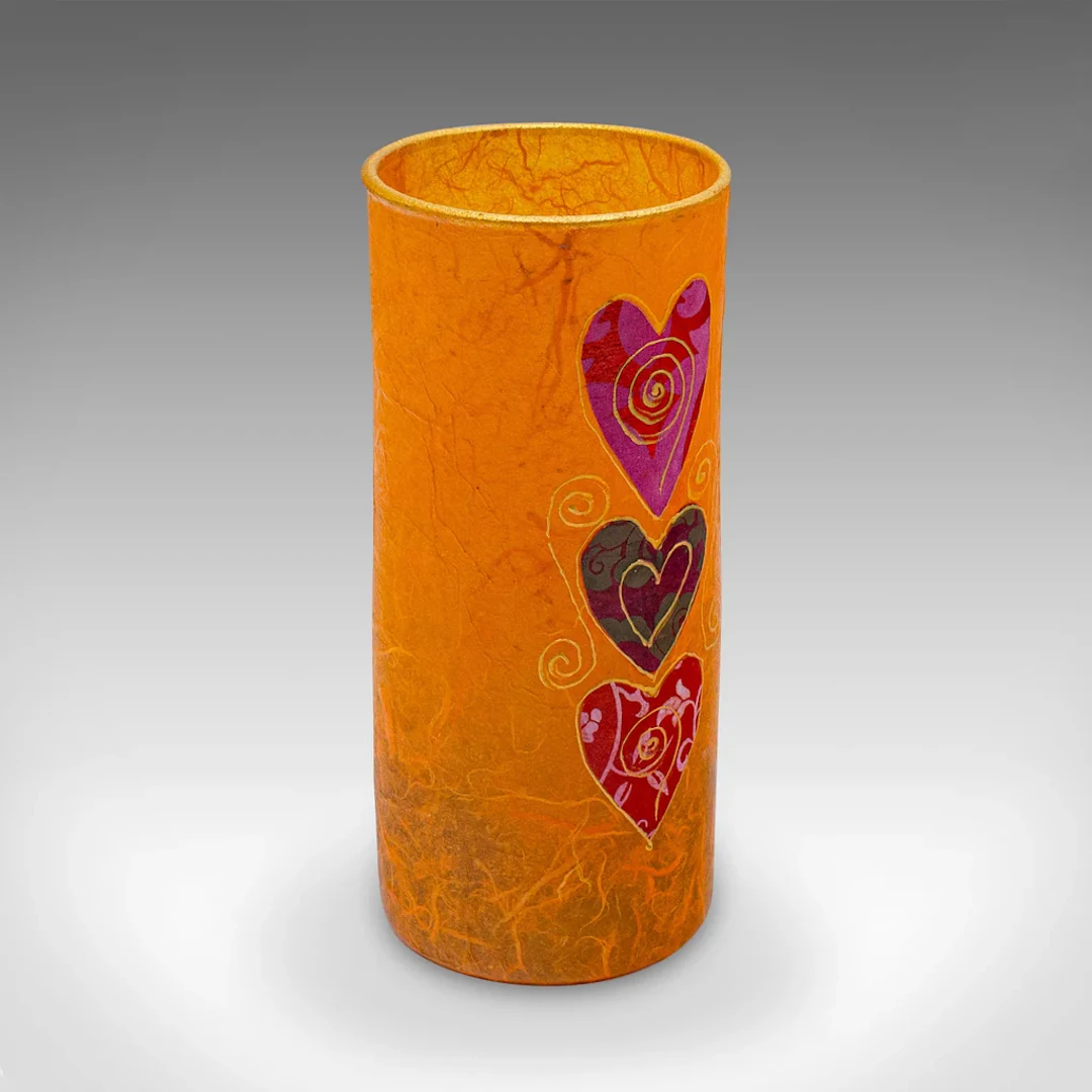 Small Contemporary Decorative Vase, English, Straw Silk Art Glass