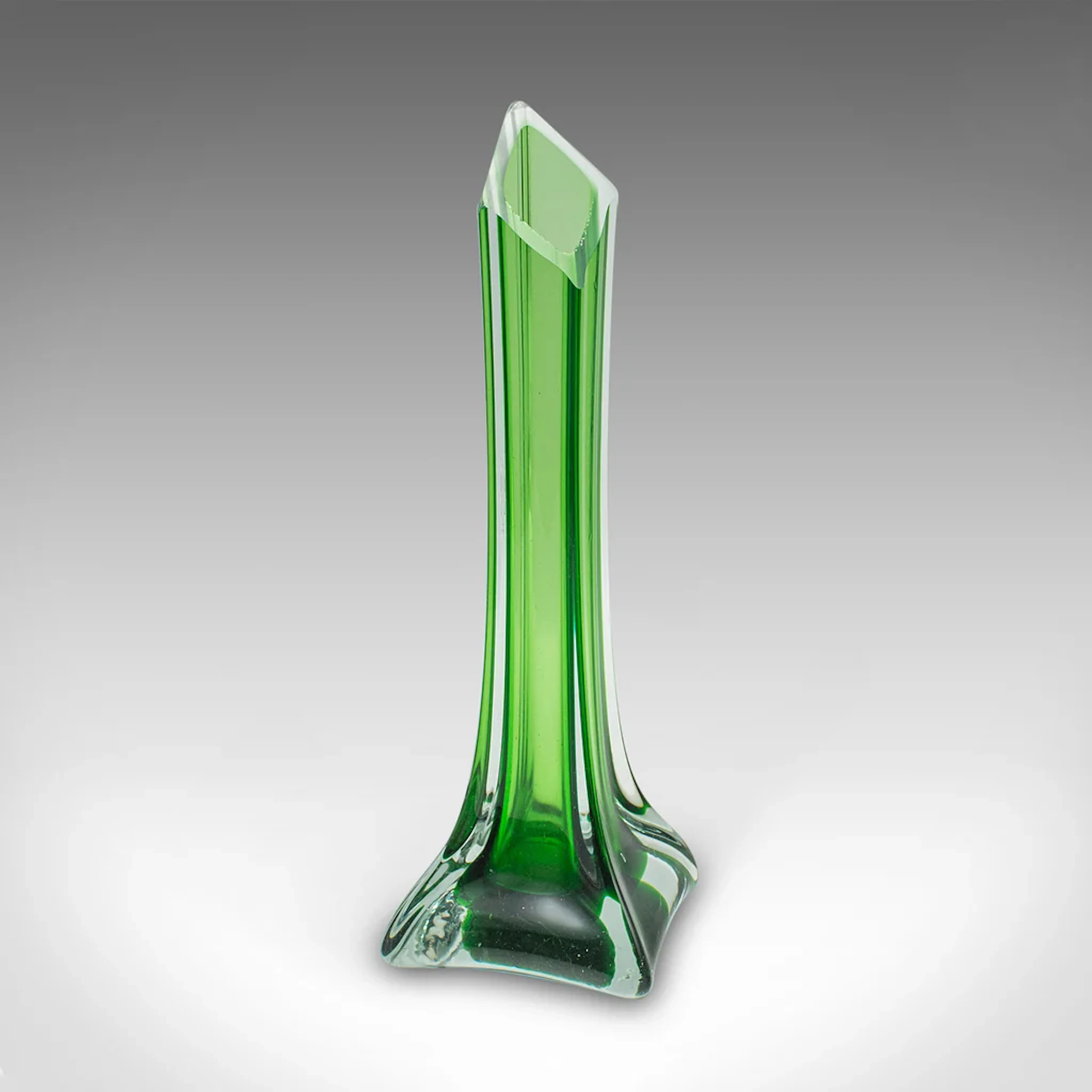 Small Vintage Single Stem Vase, Scandinavian, Glass, Posy Sleeve, Mid Century
