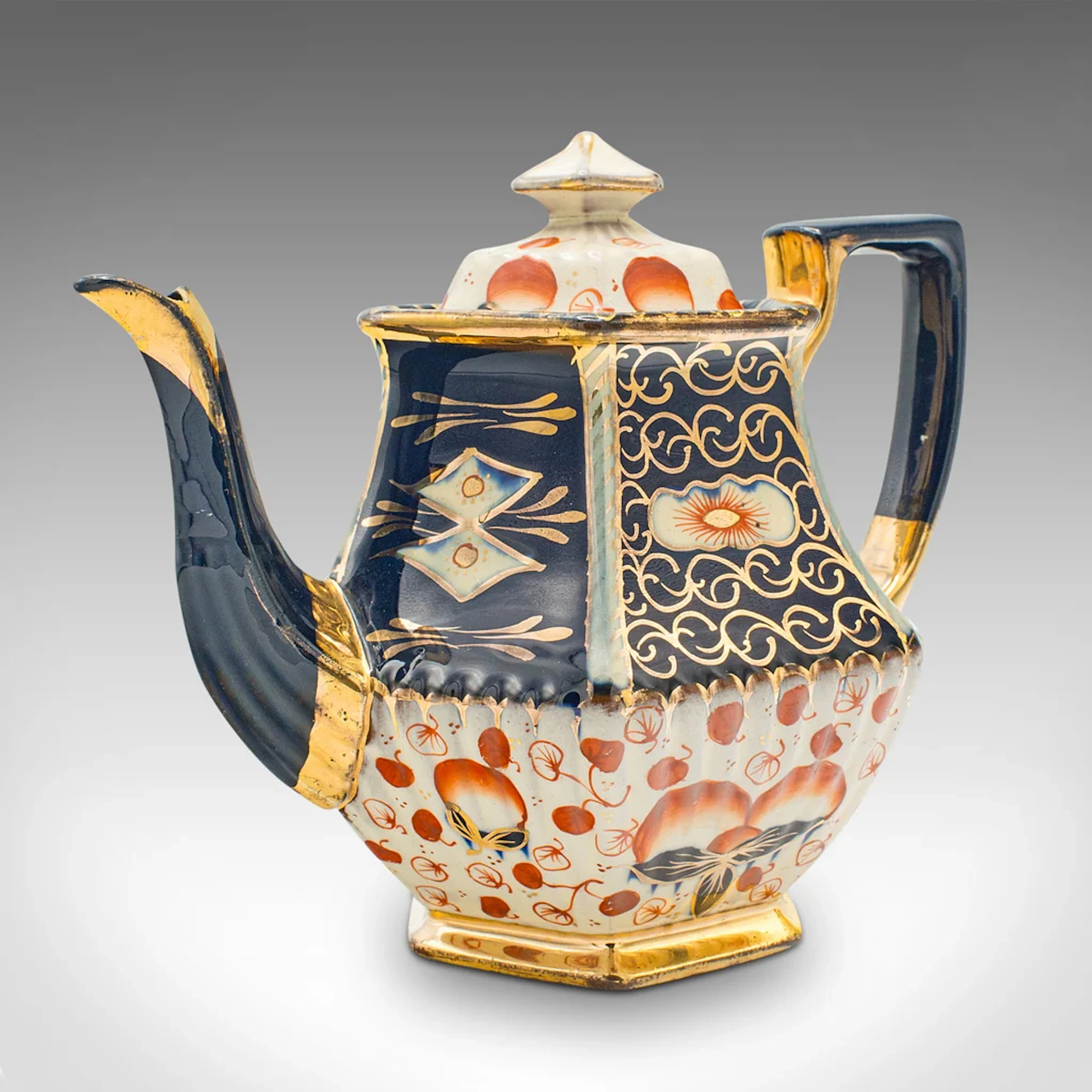 Antique Imari Pattern Teapot, English, Ceramic, Decorative Tea Kettle