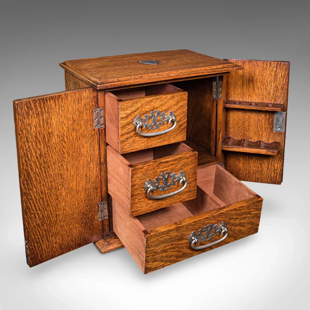 Antique Cambridge Doctor's Smoking Cabinet, English, Smoker's Case, Edwardian