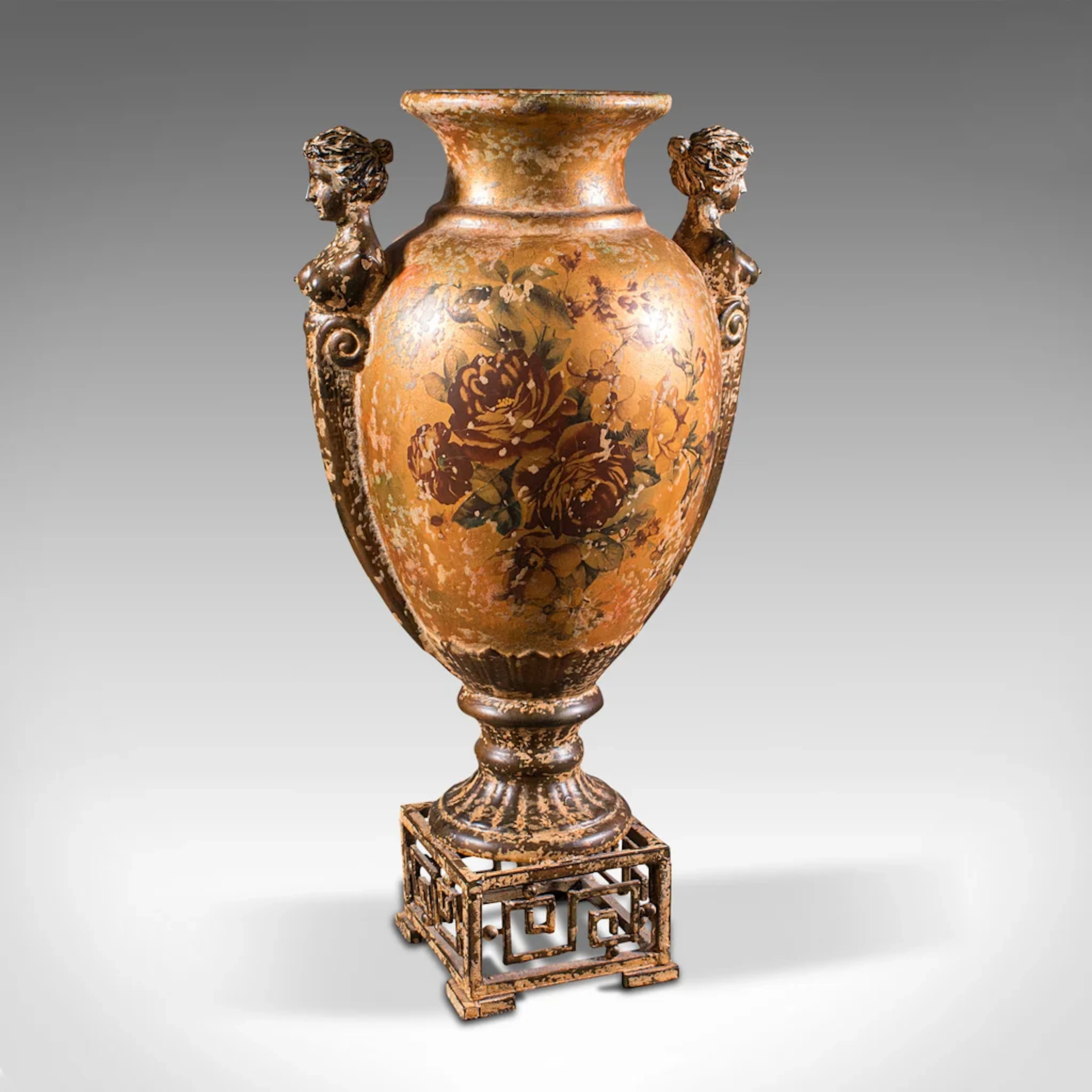 Tall Vintage Decorative Vase, Oriental, Ceramic Baluster Urn, Italianate