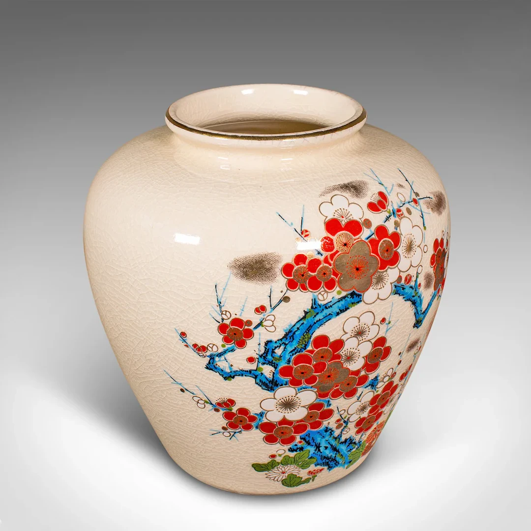 Small Vintage Posy Vase, Chinese, Ceramic, Baluster Urn, Flower Decor, C.1970