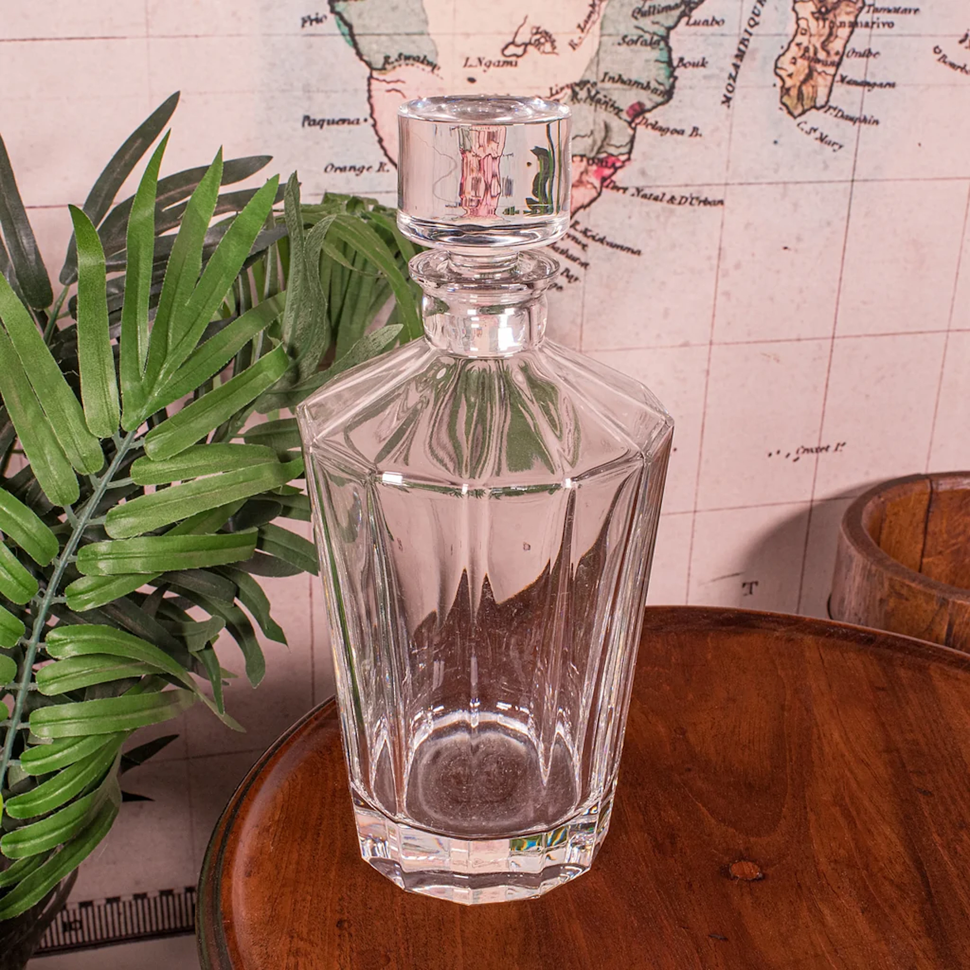 Vintage Brandy Decanter, English, Glass, Spirit Bottle, Art Deco, Mid Century