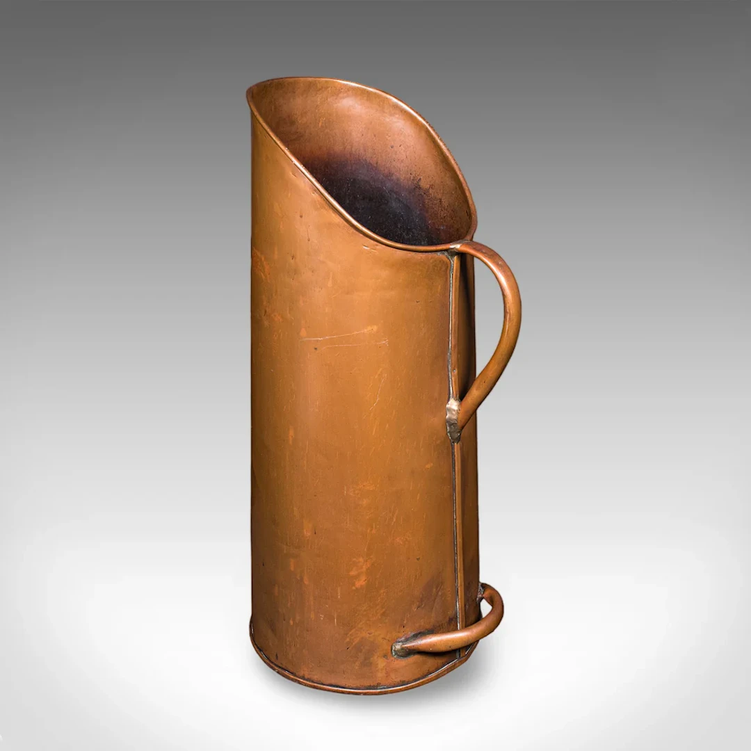 Antique Cornish Coal Shaker, English, Copper, Fireside, Umbrella Hoop