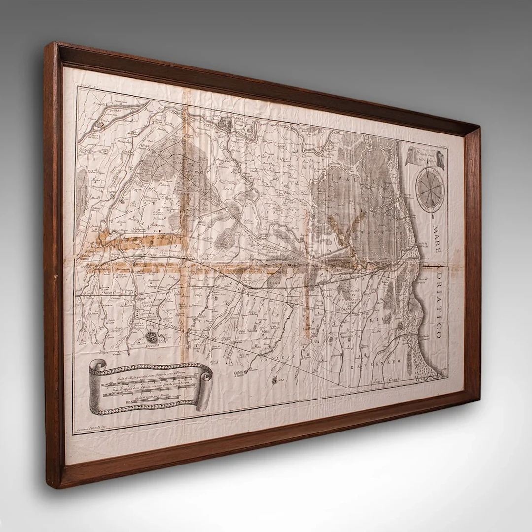 Antique Italian Region Map, Framed Cartography, 18th Century, Emilia Romagna