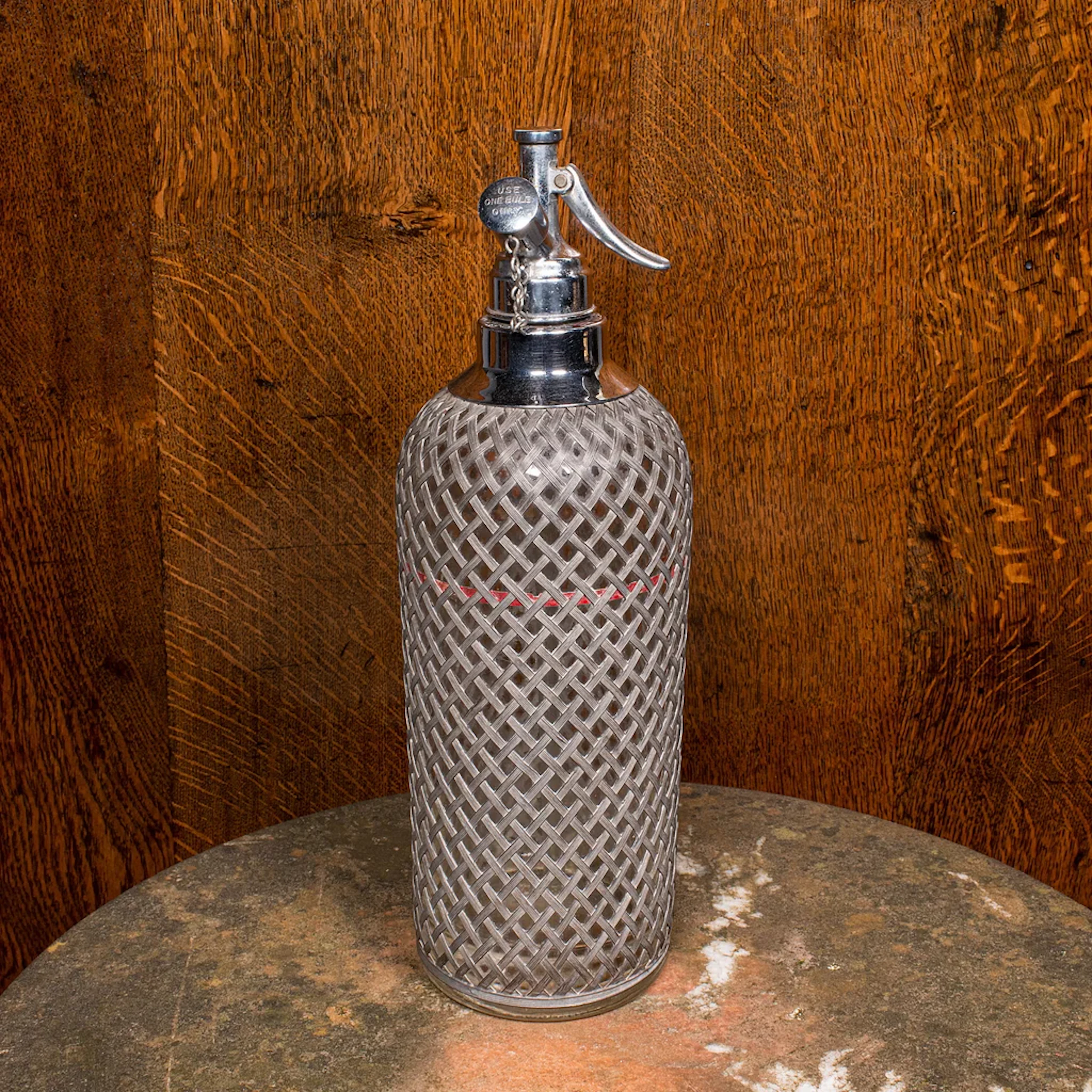 Vintage Soda Syphon, English, Glass, Cocktail Bar Drinks Bottle, Mid Century