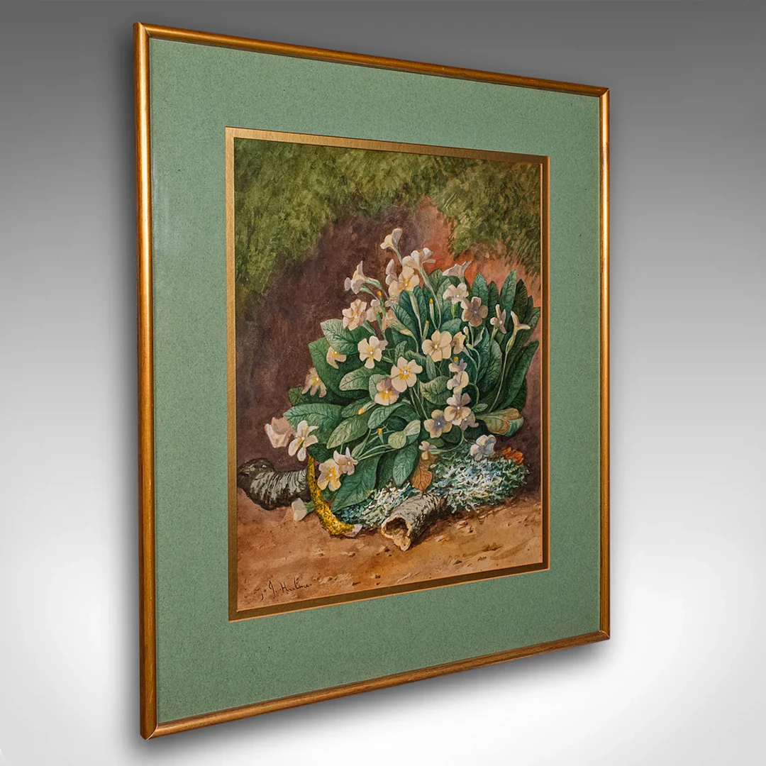 Vintage Still Life, English School, Watercolour, Flower Picture, Painting, Art
