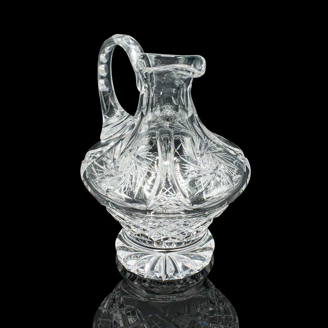 Vintage Cut Crystal Whiskey Waterer, English, Mid Century, Pouring Ewer, C.1950