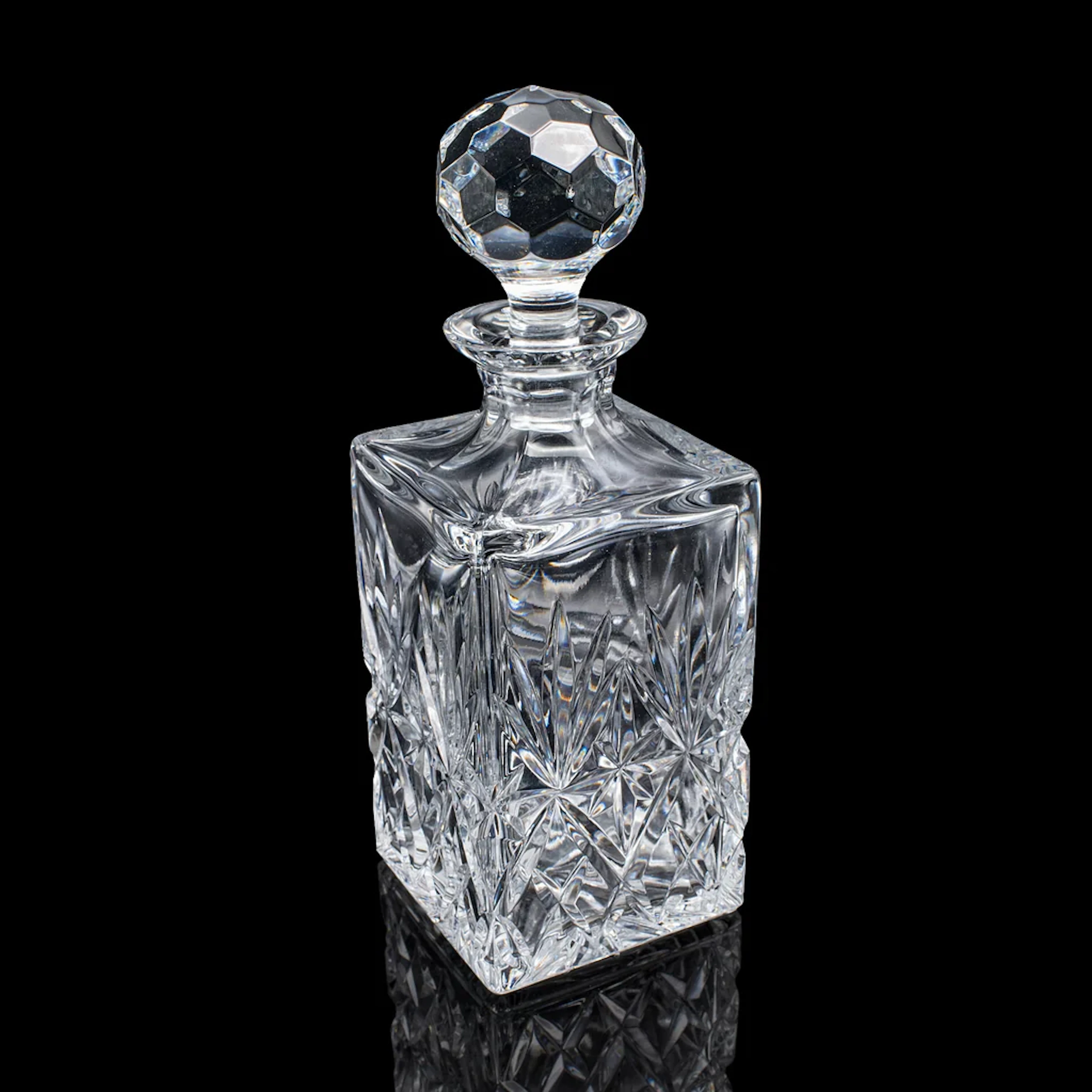 Vintage Whisky Decanter, English, Cut Glass, Scotch Bottle, Whiskey, Spirits