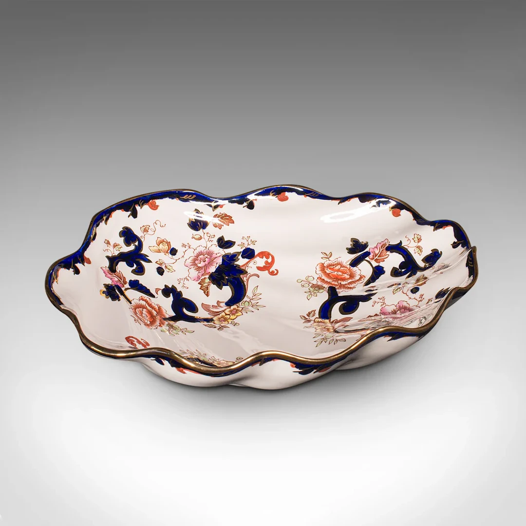 Large Vintage Shell Shaped Fruit Bowl, English Ceramic, Decorative