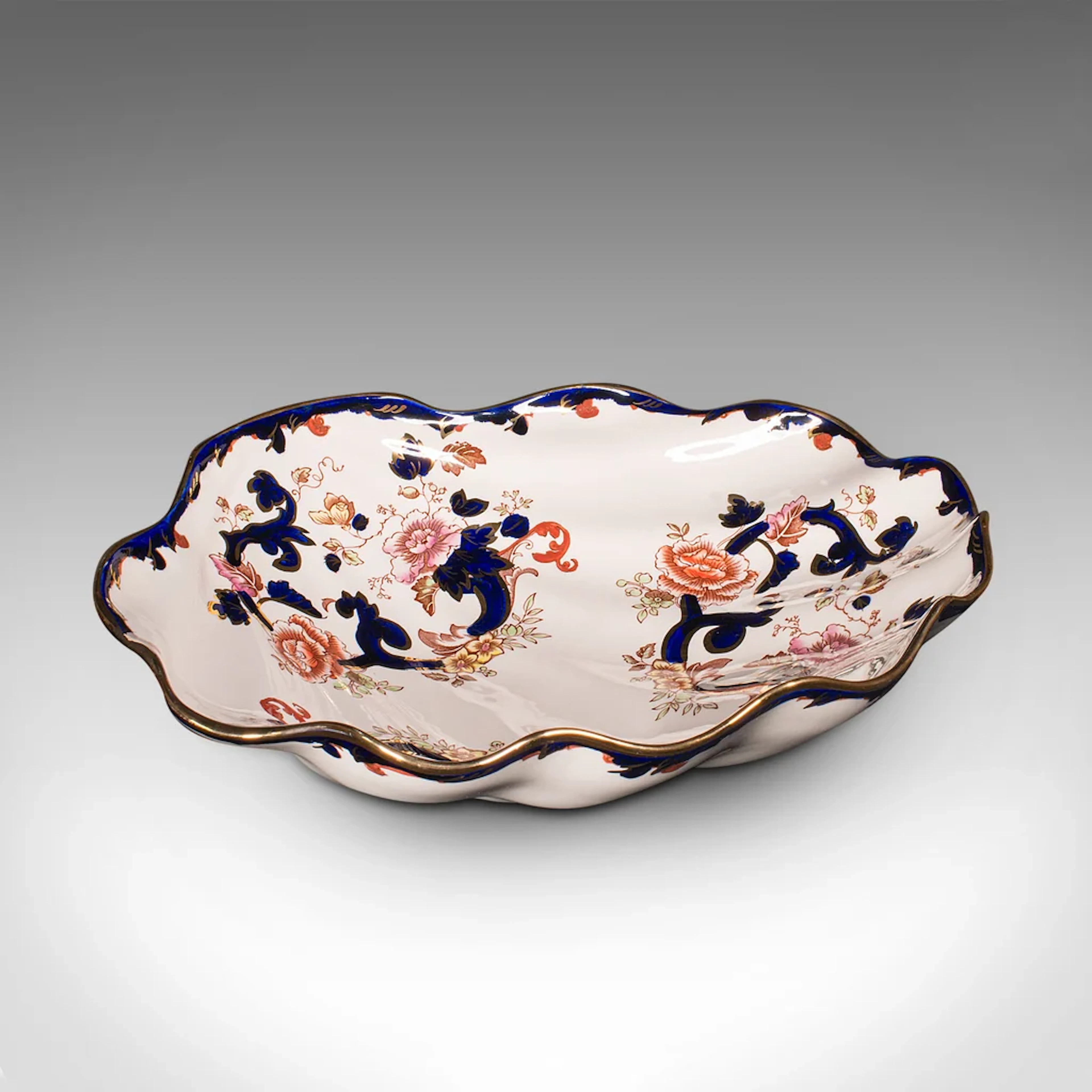 Large Vintage Shell Shaped Fruit Bowl, English Ceramic, Decorative
