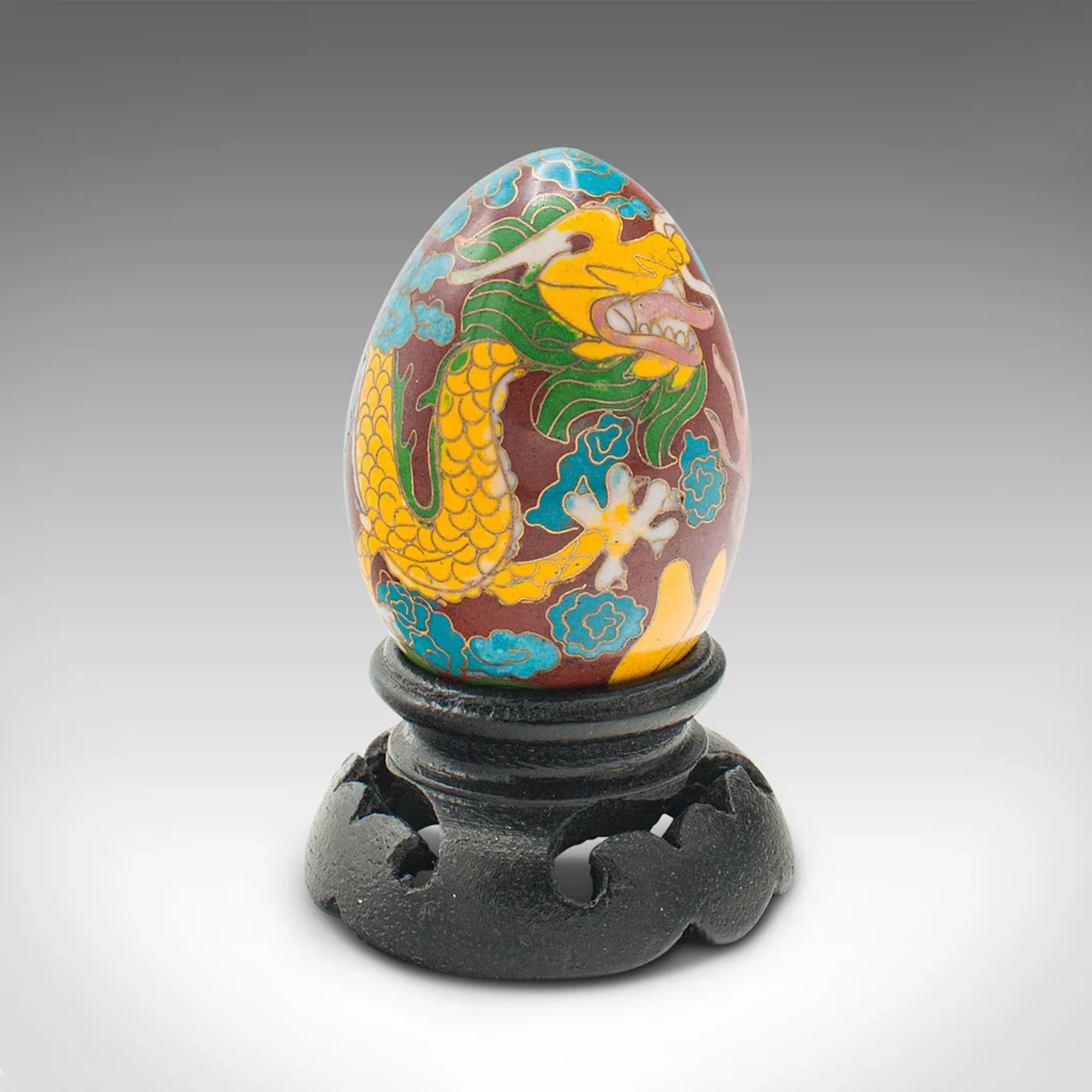 Small Vintage Cloisonne Decorative Egg, Chinese, Enamelled, Ornament