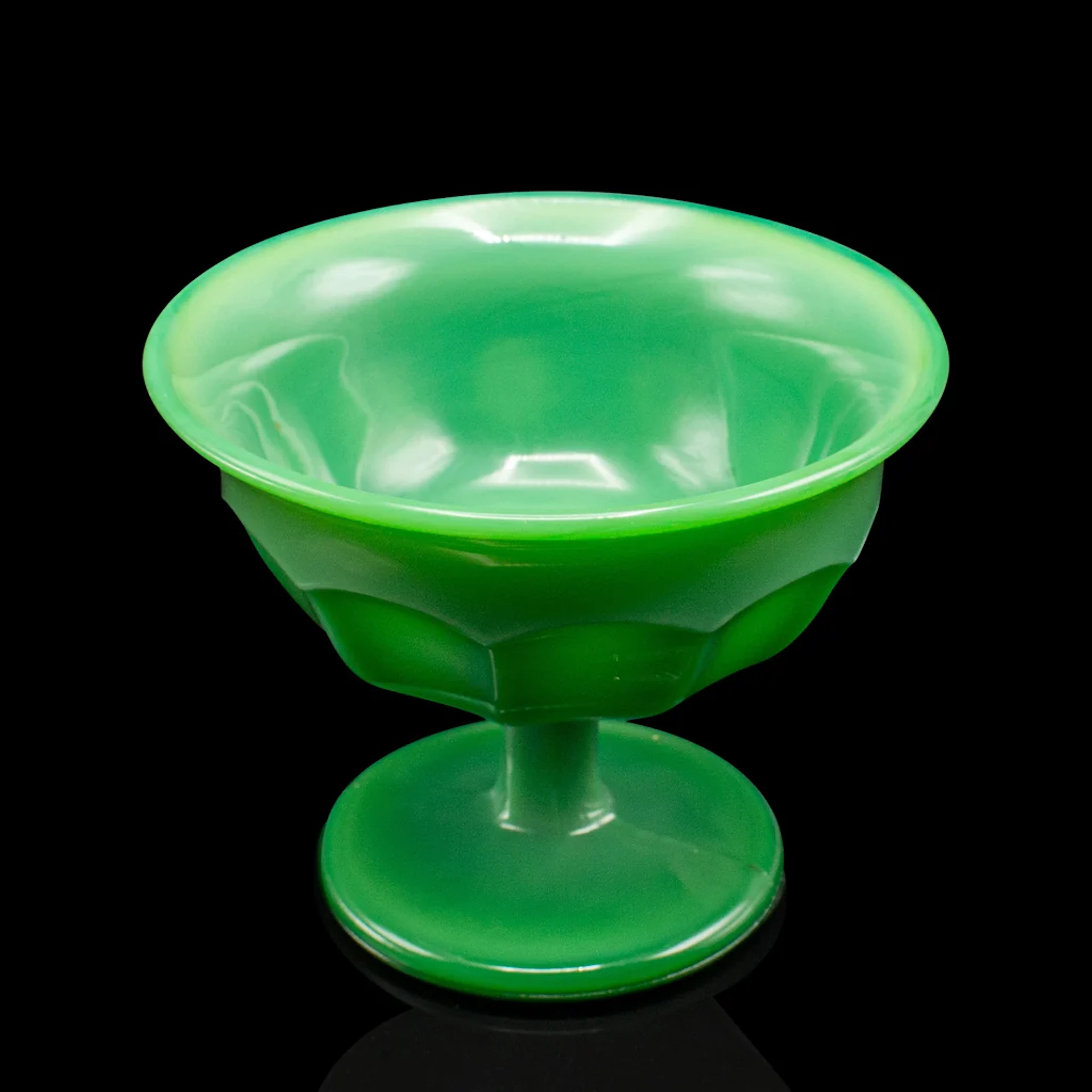 Small Vintage Ice Cream Bowl, English, Glass, Dessert Dish, Art Deco
