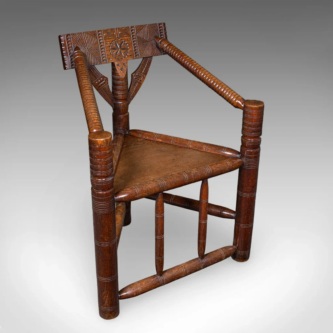 Antique Old Saxon Armchair, English, Oak, Turner's Chair, Elbow Seat, Victorian