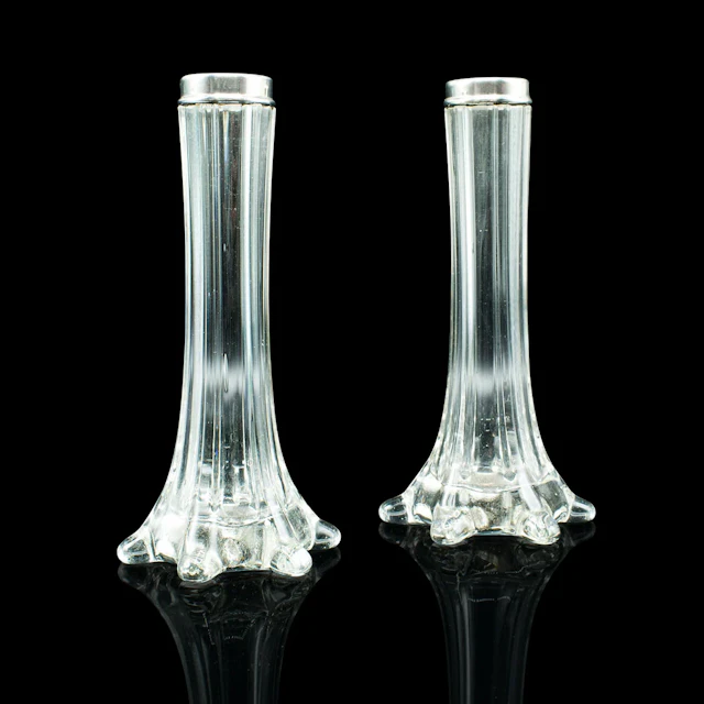 Pair Of Antique Breakfast Stem Vases, English, Silver, Hallmarked, Victorian