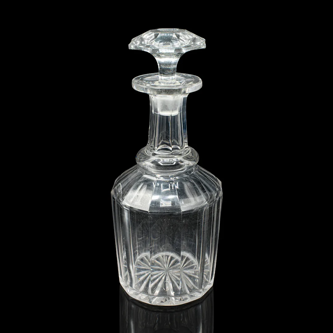 Antique Whiskey Decanter, English, Glass, Scotch, Barware, Victorian