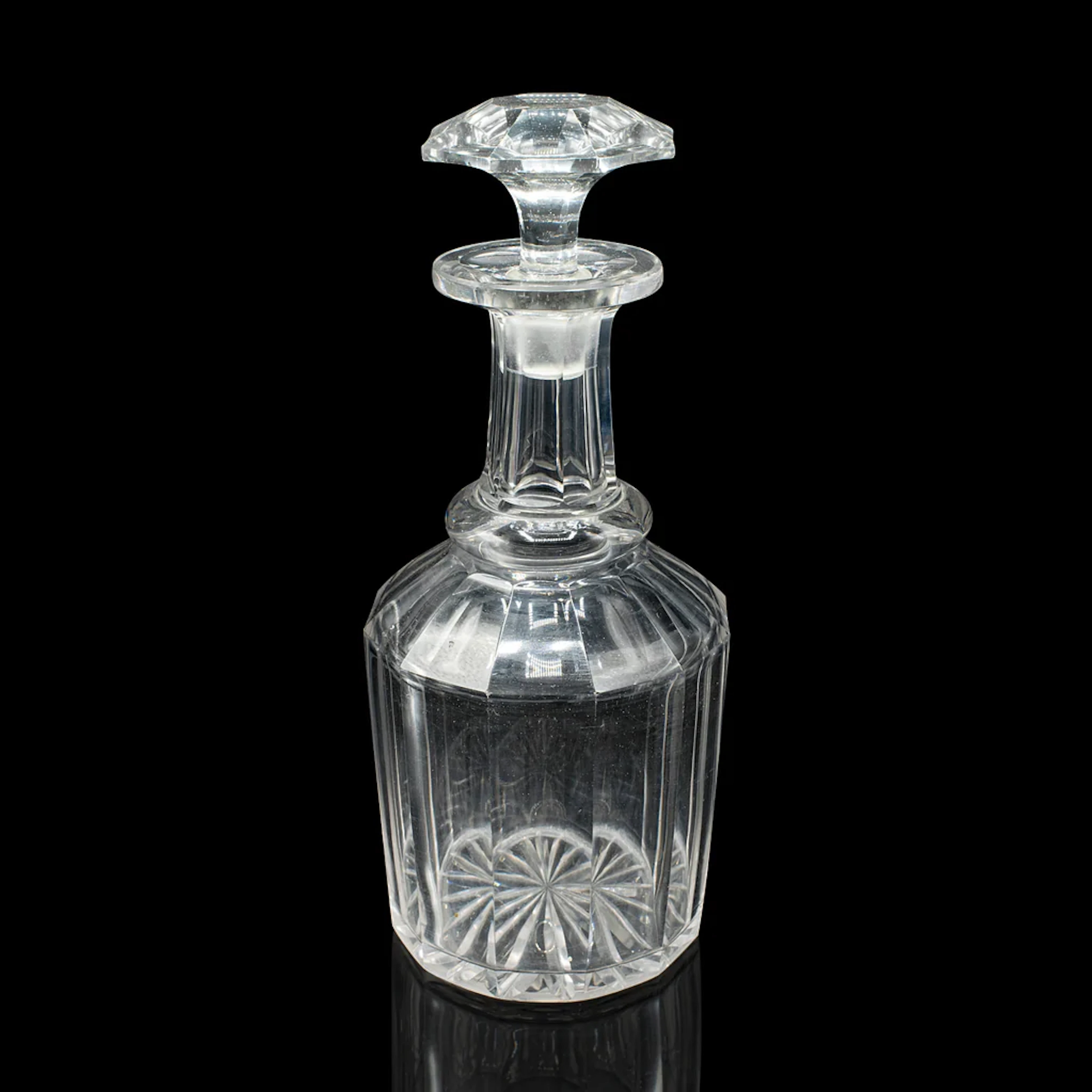 Antique Whiskey Decanter, English, Glass, Scotch, Barware, Victorian