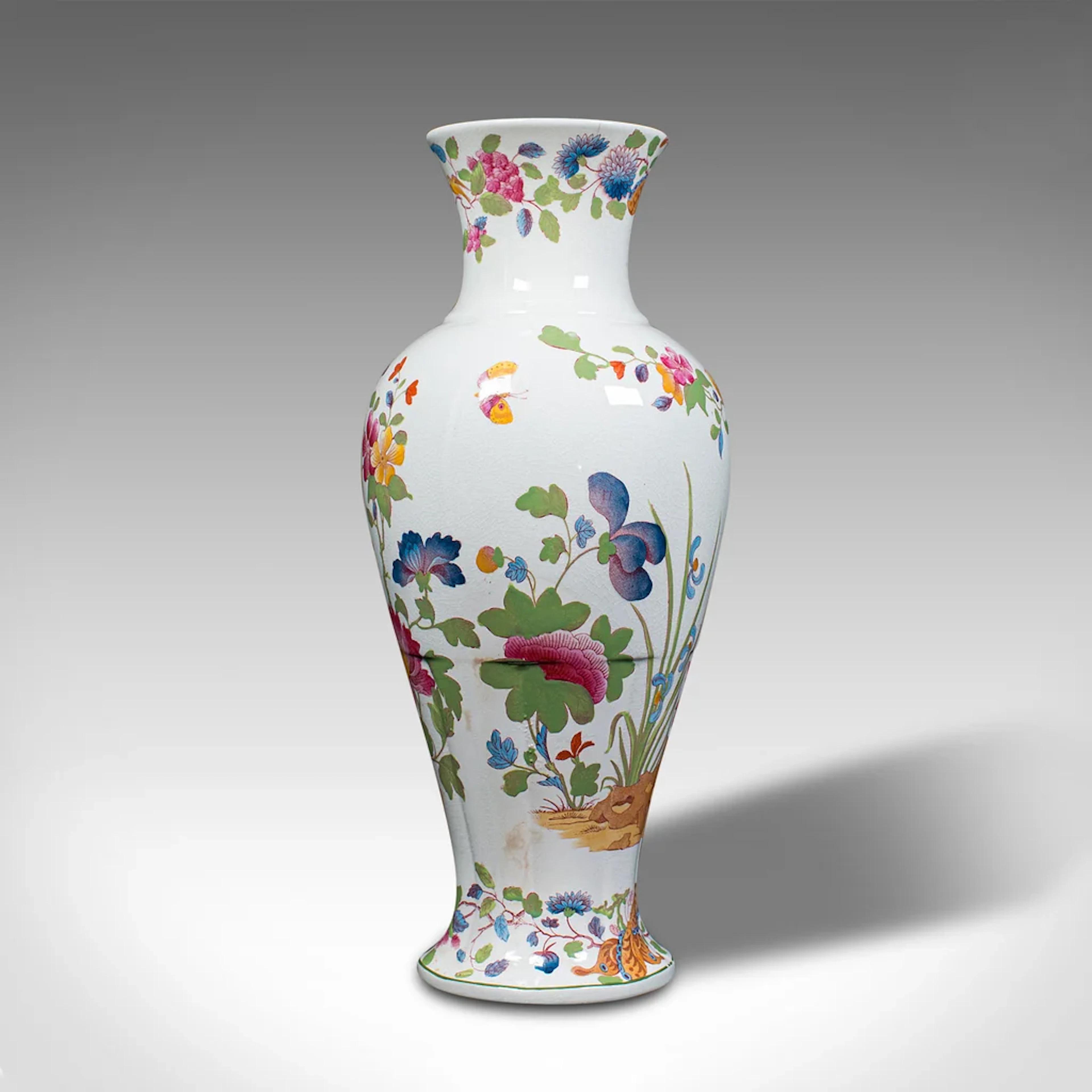 Antique Baluster Posy Vase, English, Ceramic, Decorative, Flower Urn