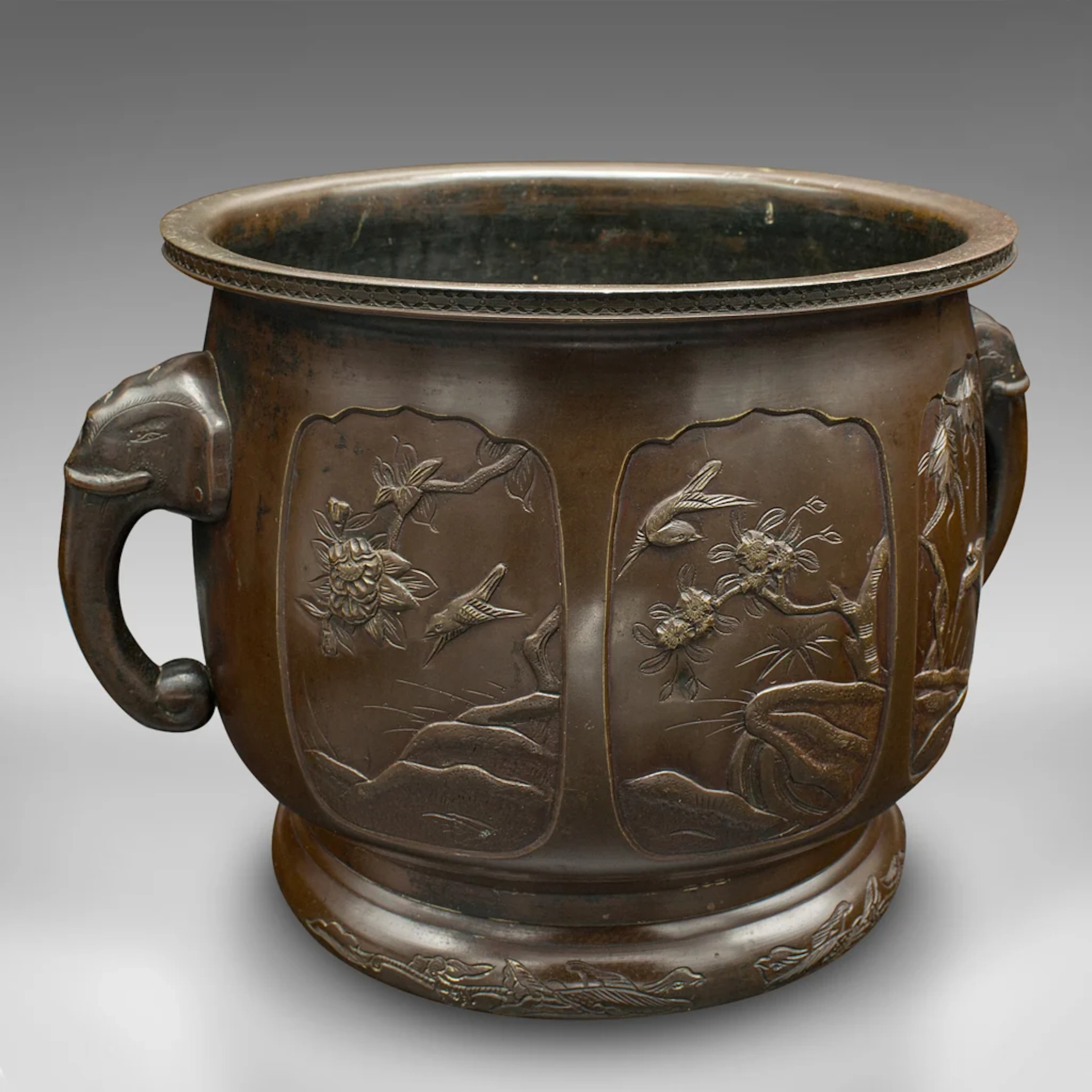 Antique Planter, Japanese, Bronze, Decorative Jardiniere, Edo, Victorian
