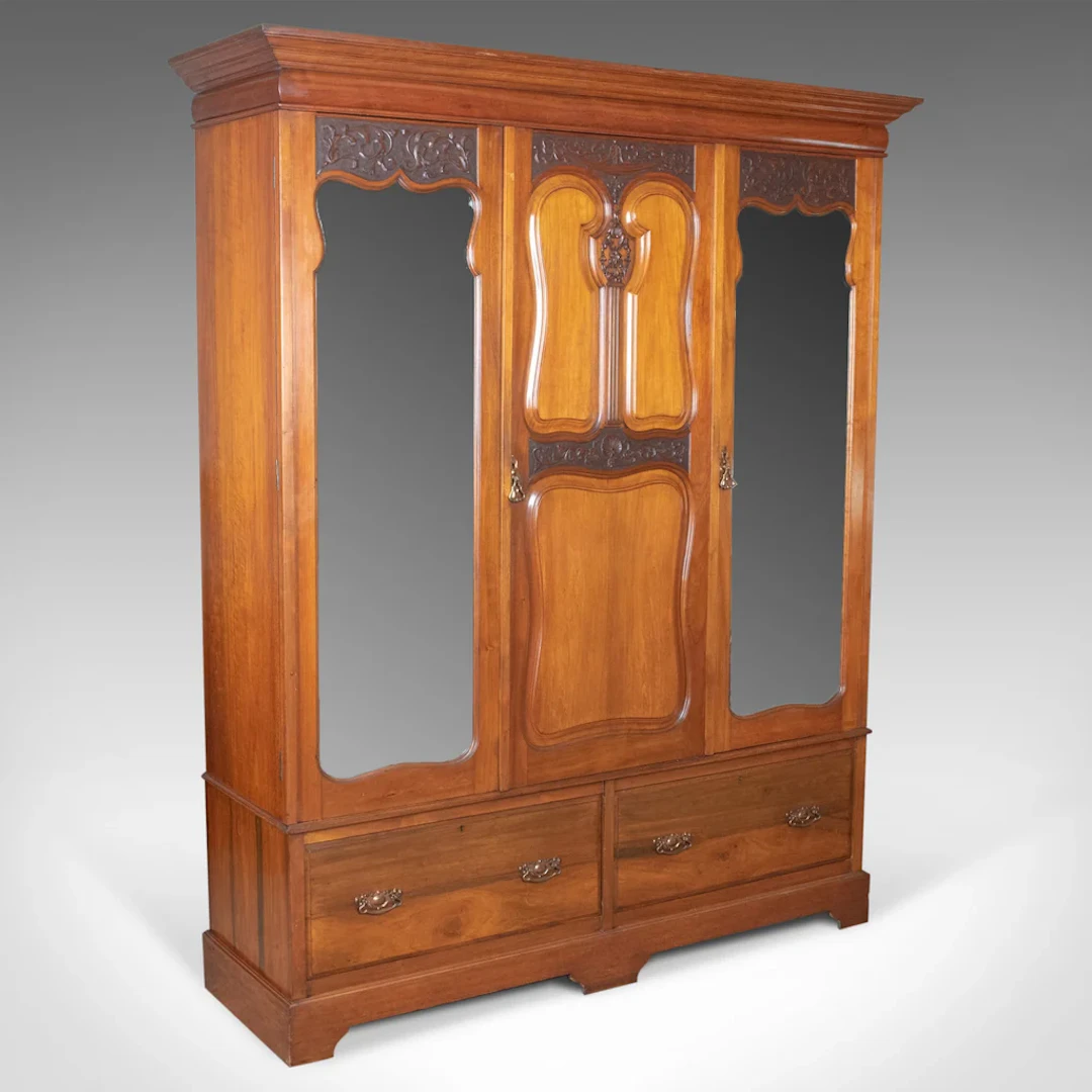 Antique Wardrobe, English, Walnut, Compactum, R. James Gloucester, Circa 1900