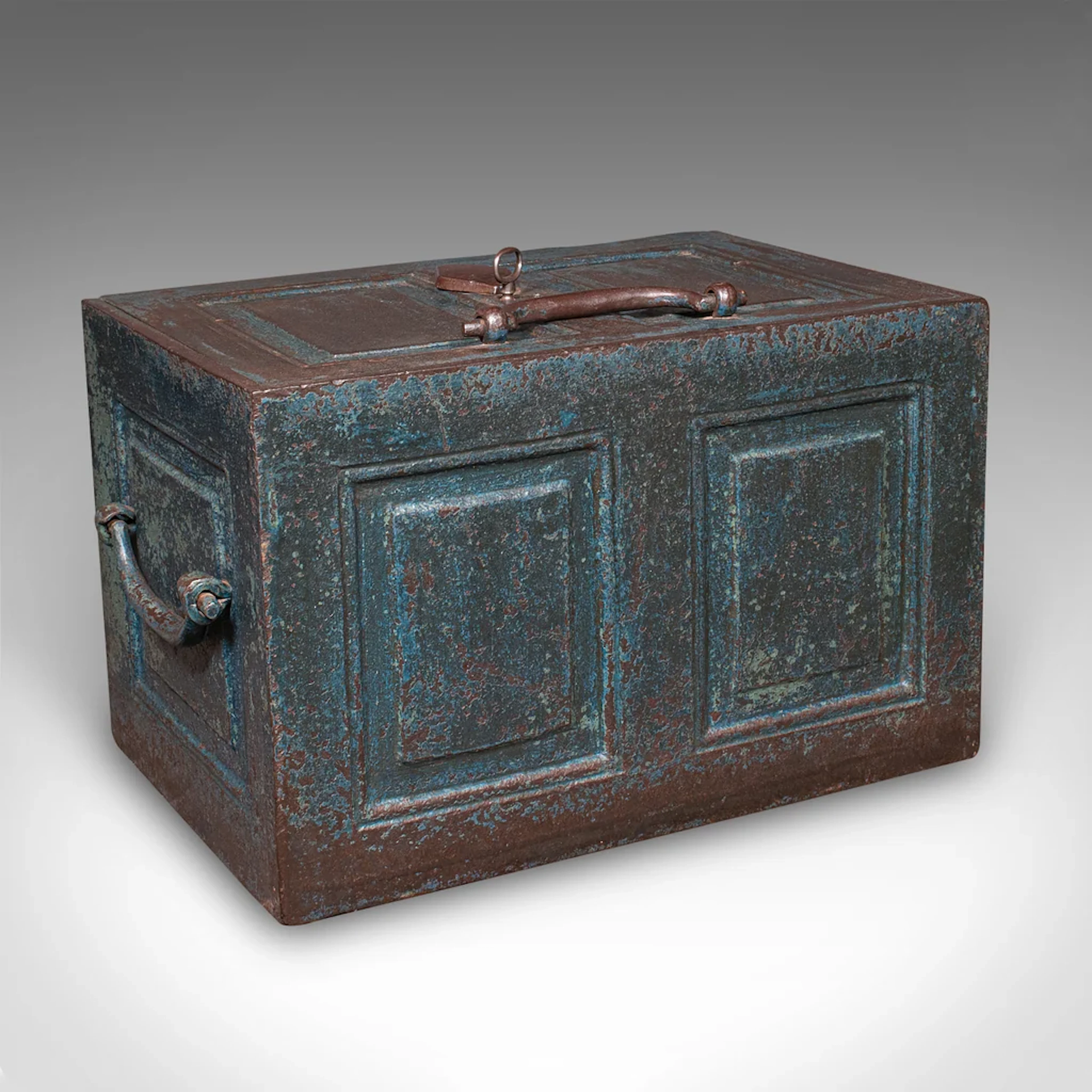 Antique Goldsmith’s Strong Box, English, Heavy Cast Iron Locking Safe