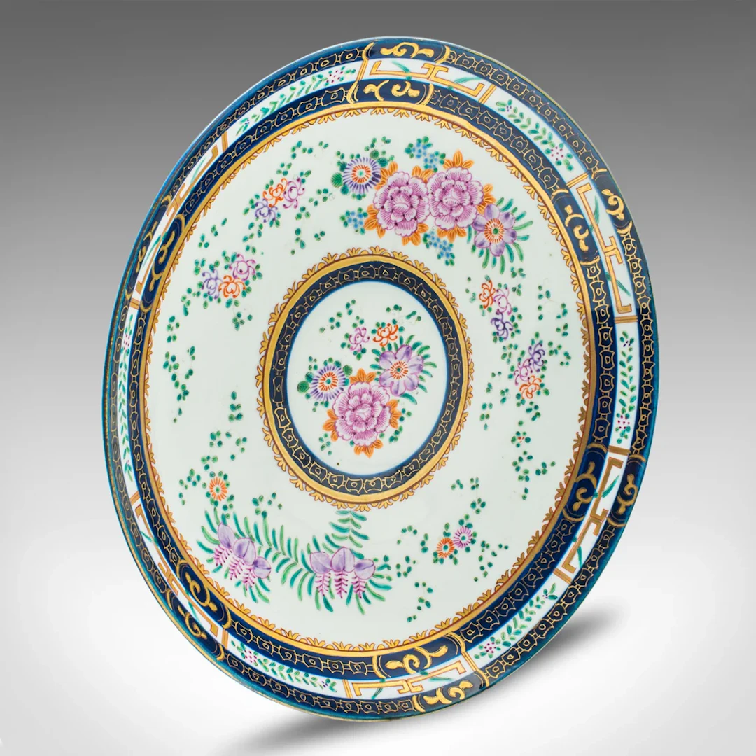 Antique Deep Display Charger, French, Ceramic, Decorative Plate, Victorian