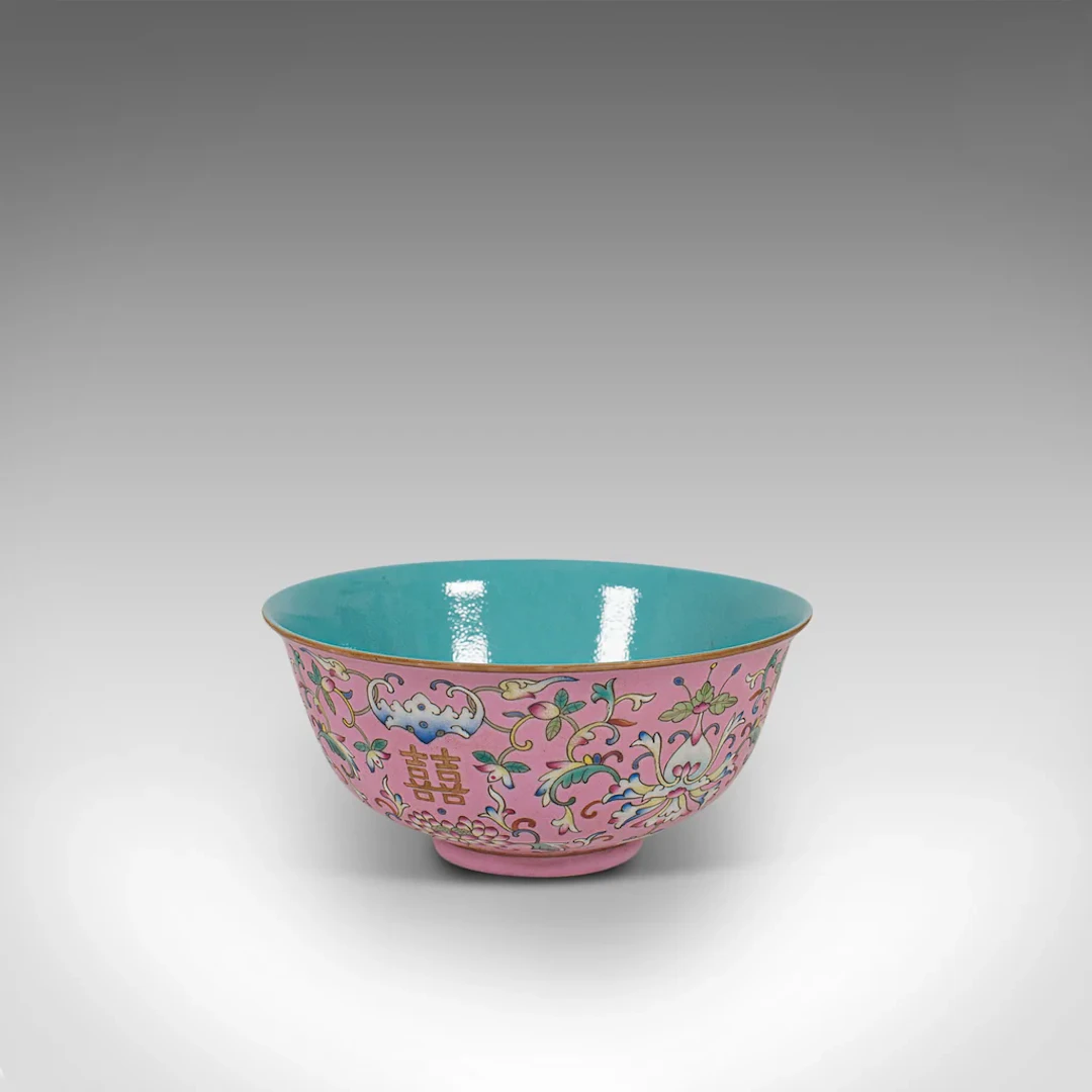 Antique Decorative Marriage Bowl, Chinese, Ceramic, Ceremonial, Dish