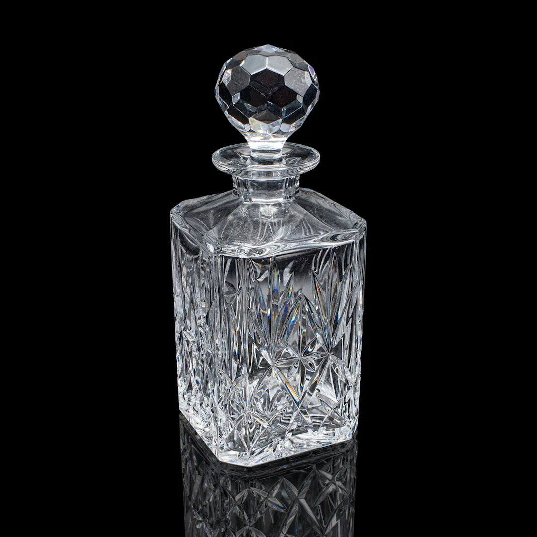 Vintage Scotch Decanter, English, Cut Crystal Glass, Whiskey, Bourbon, Spirits