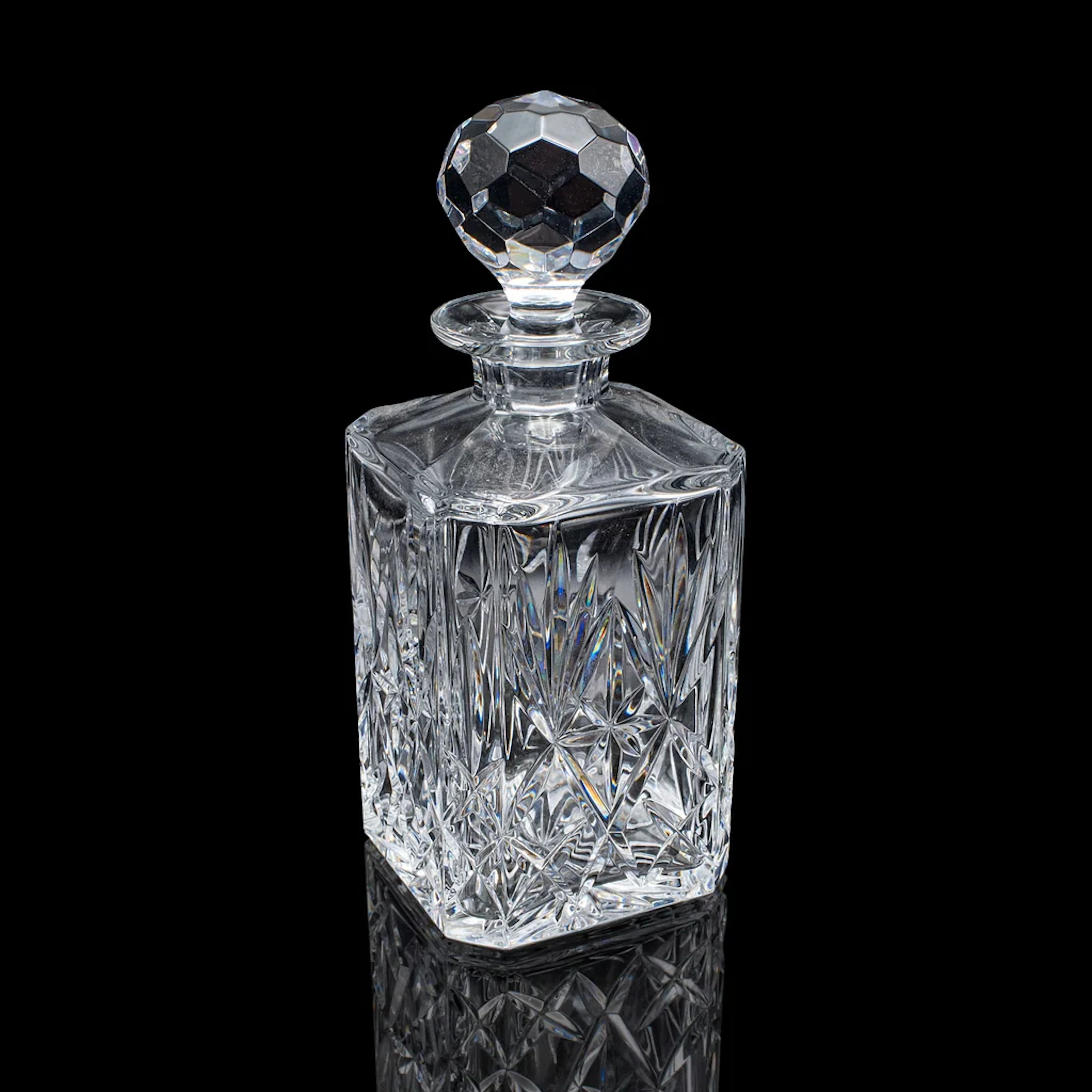 Vintage Scotch Decanter, English, Cut Crystal Glass, Whiskey, Bourbon, Spirits