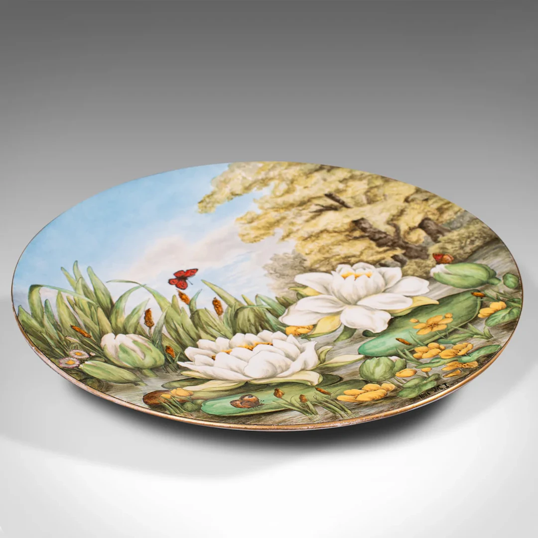 Antique Decorative Charger Plate, English, Ceramic, Dish, Art Nouveau