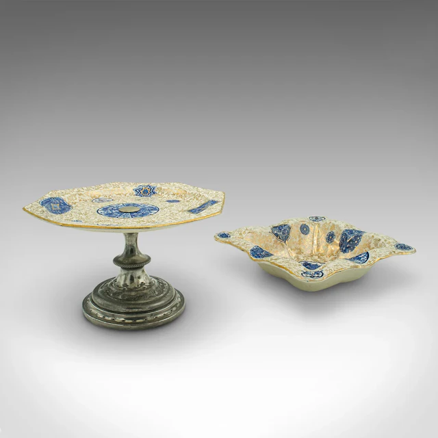 Antique Decorative Serving Set, English, Ceramic, Cake Stand, Bon