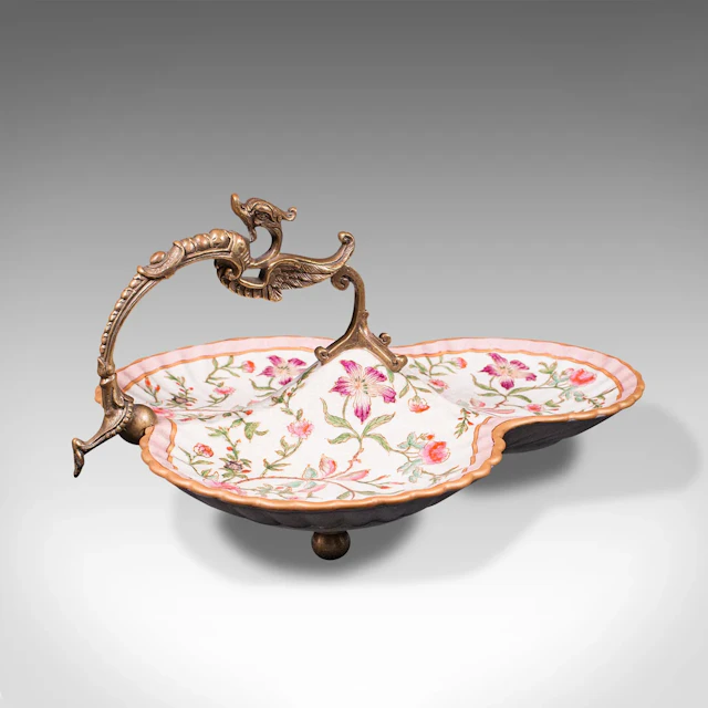 Vintage Decorative Olive Dish, Oriental, Ceramic, Fruit, Bon Bon, Serving Bowl