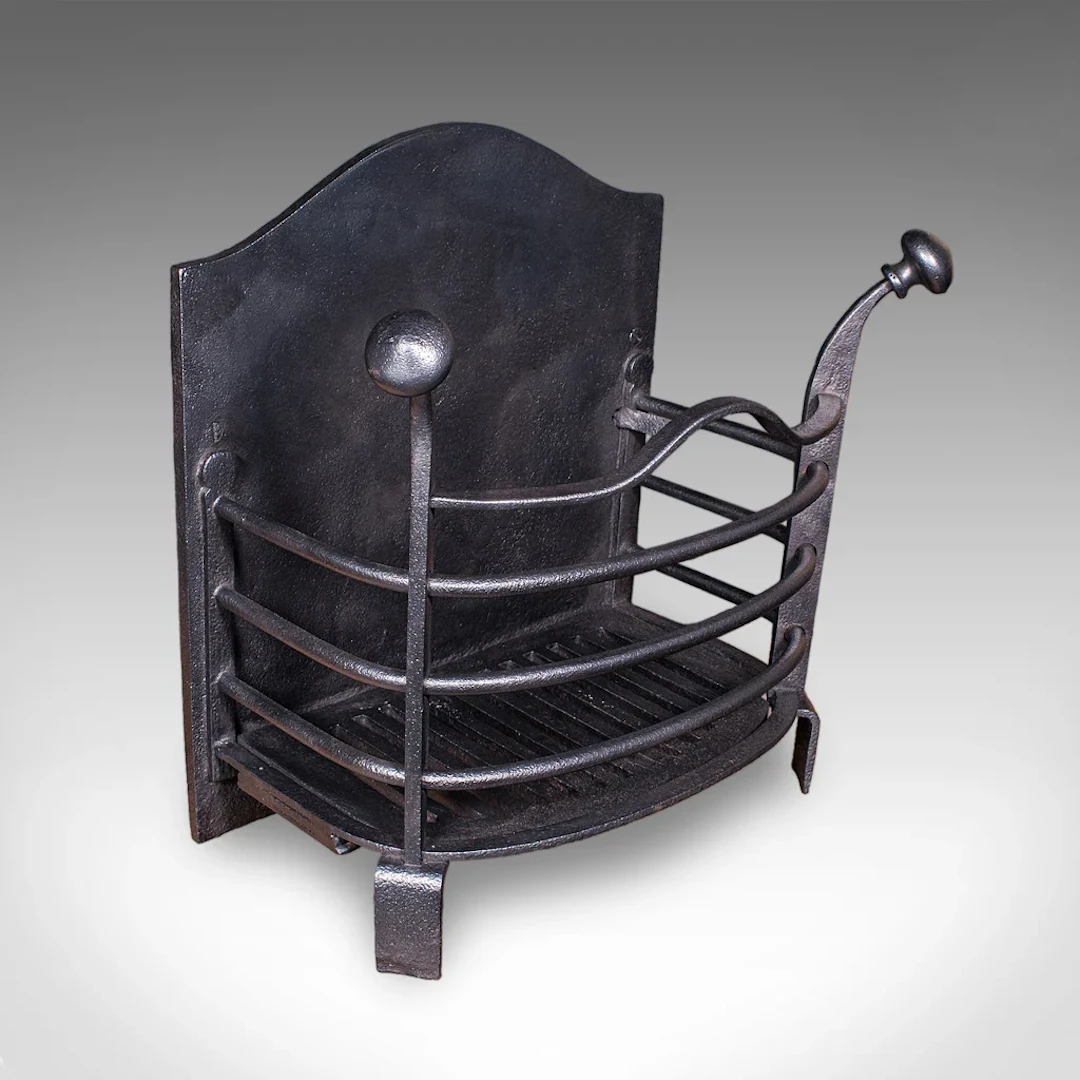 Small Antique Fire Grate, English, Cast Iron, Free Standing Fireplace