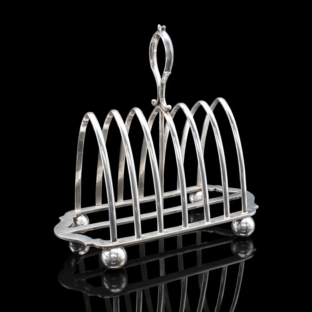 Antique Toast Rack, English, Silver Plated, Breakfast Table Stand, Edwardian