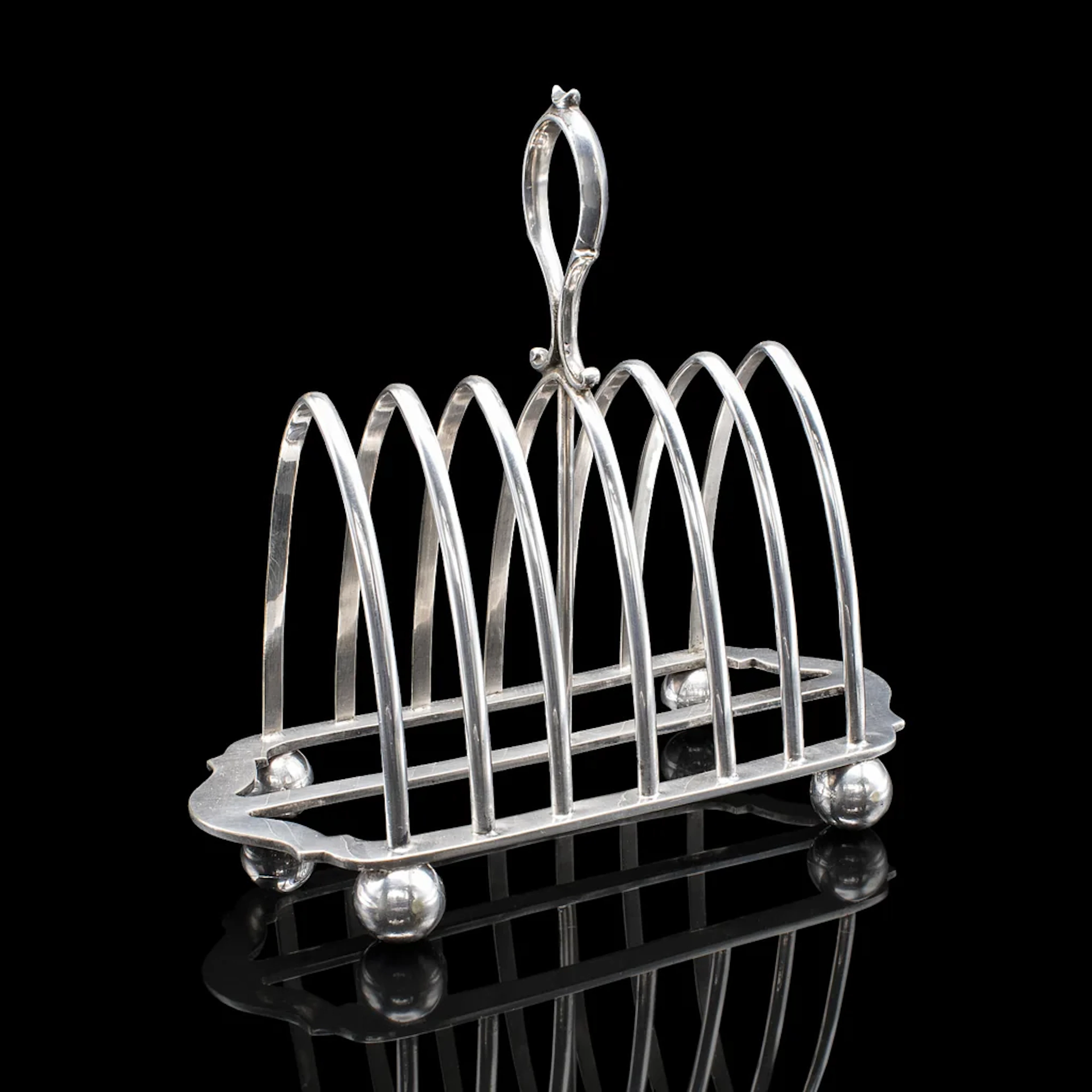 Antique Toast Rack, English, Silver Plated, Breakfast Table Stand, Edwardian