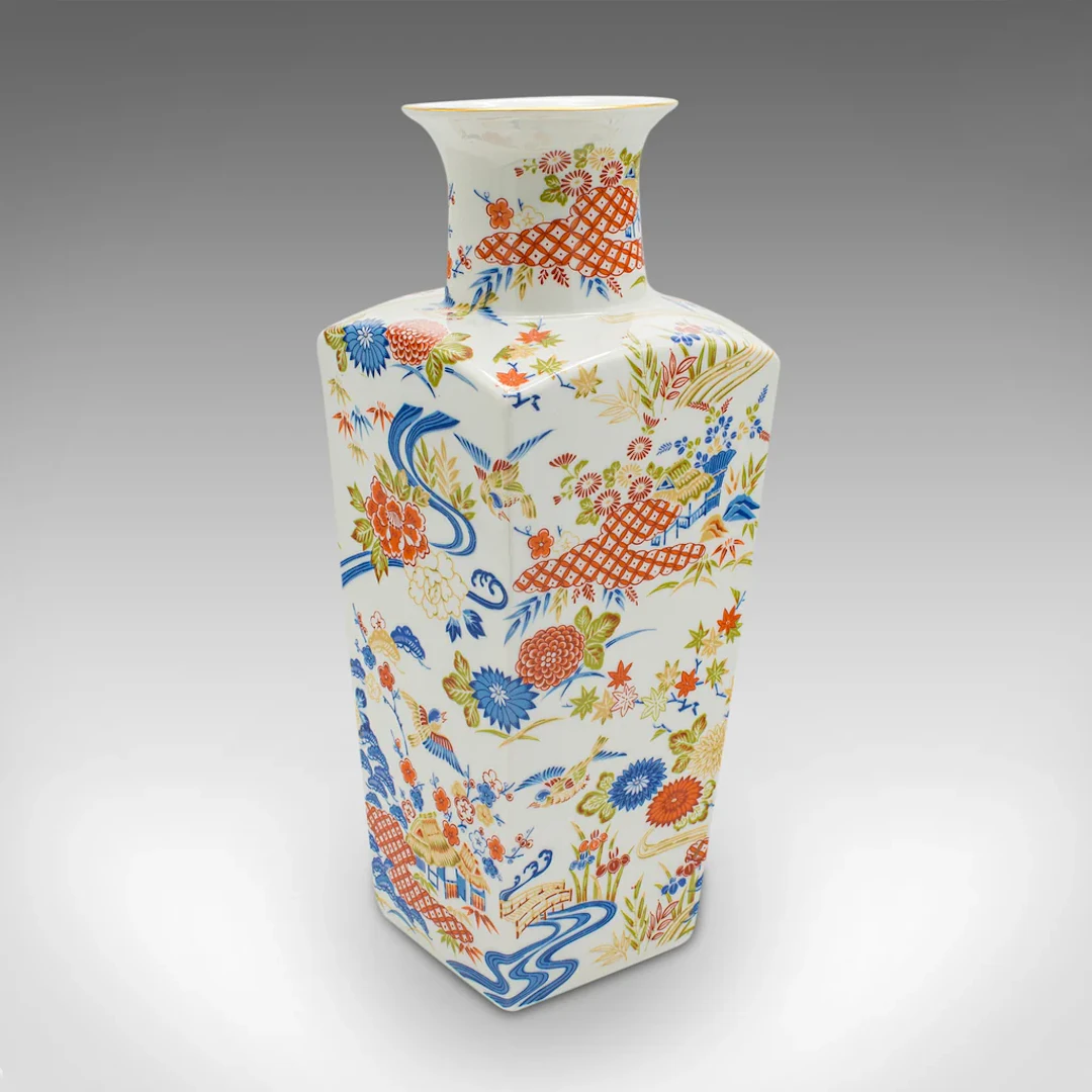 Vintage Art Deco Revival Vase, Chinese, Ceramic, Flower Pot, Late 20th Century