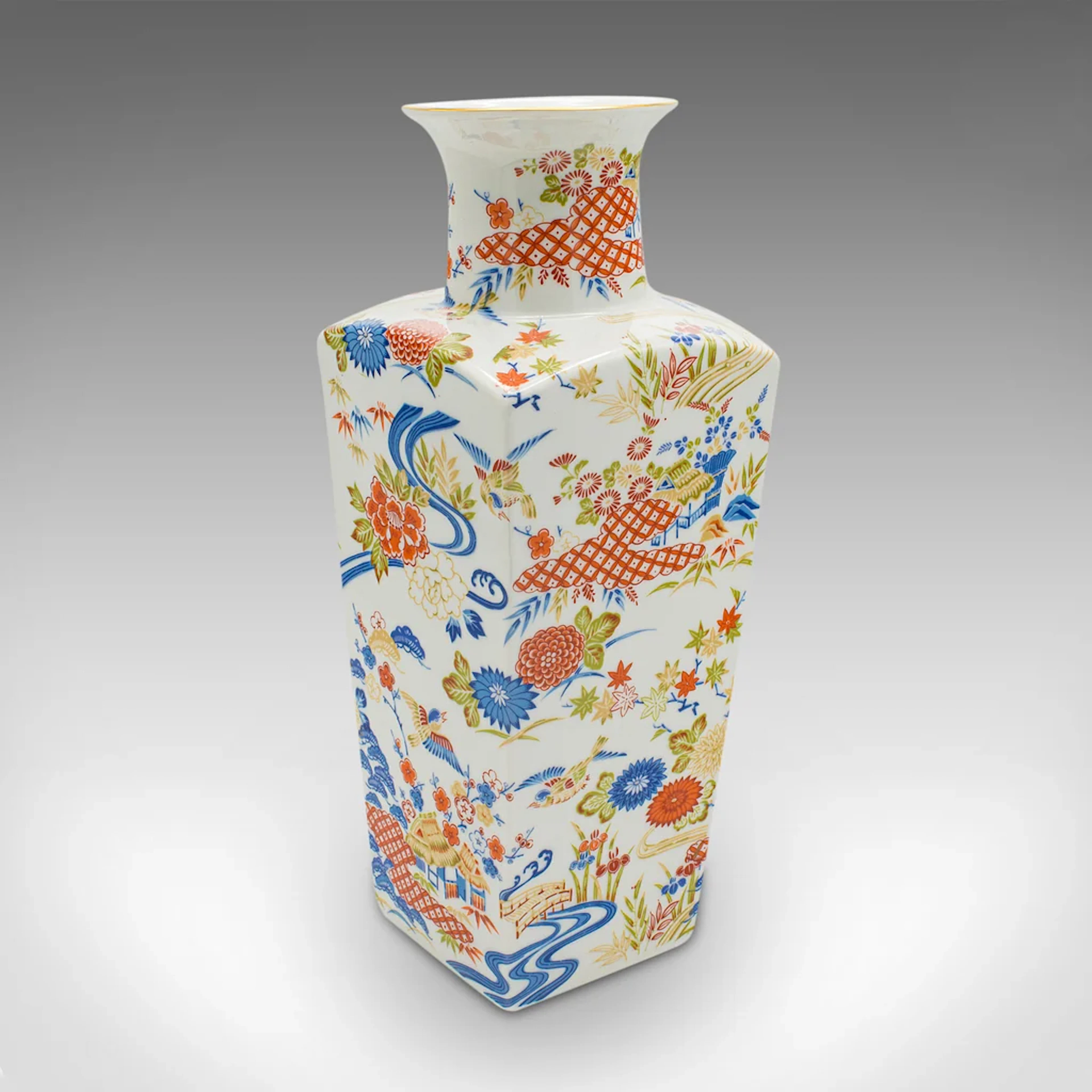 Vintage Art Deco Revival Vase, Chinese, Ceramic, Flower Pot, Late 20th Century