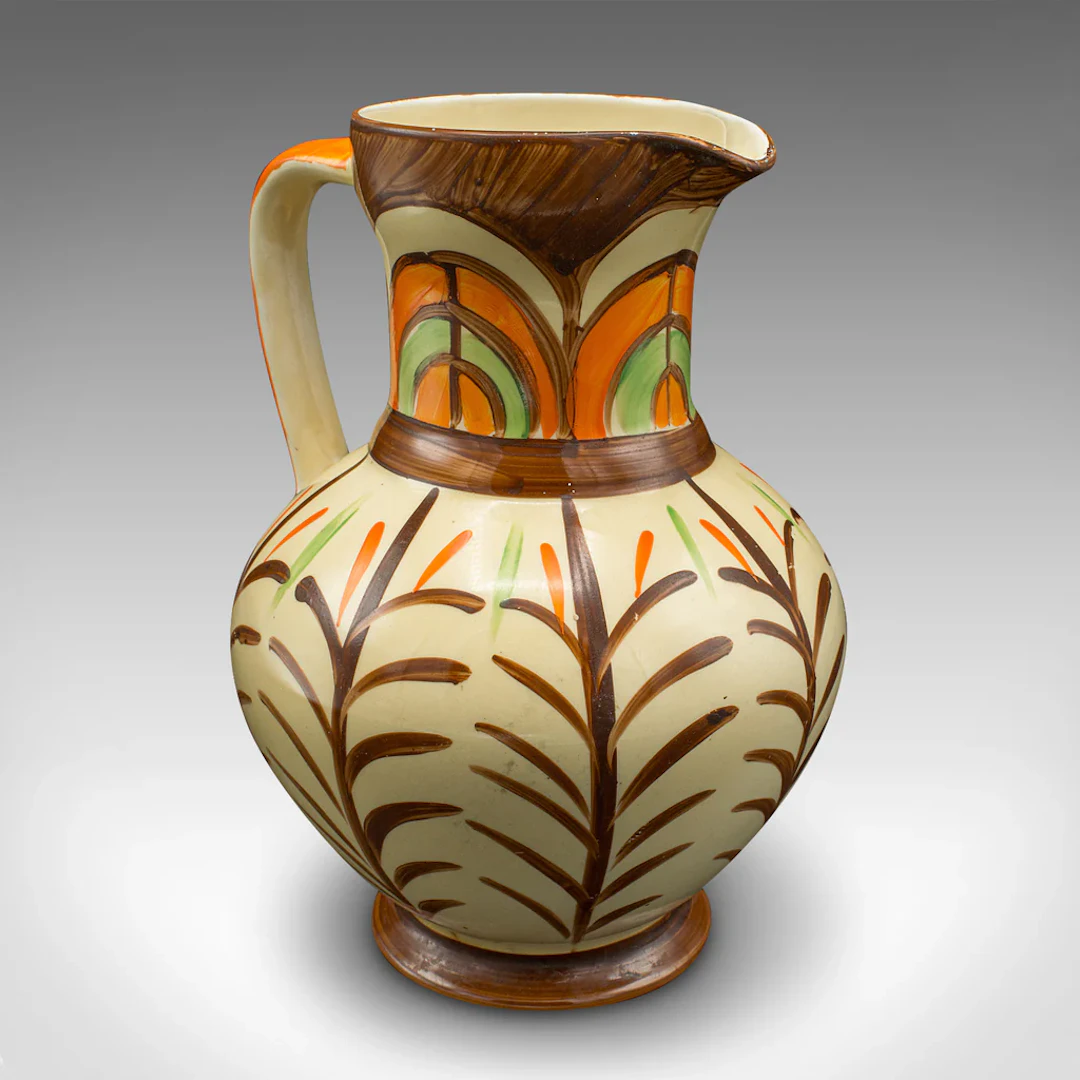 Vintage Decorative Pouring Jug, English, Hand Painted Ceramic, Pourer, Art Deco