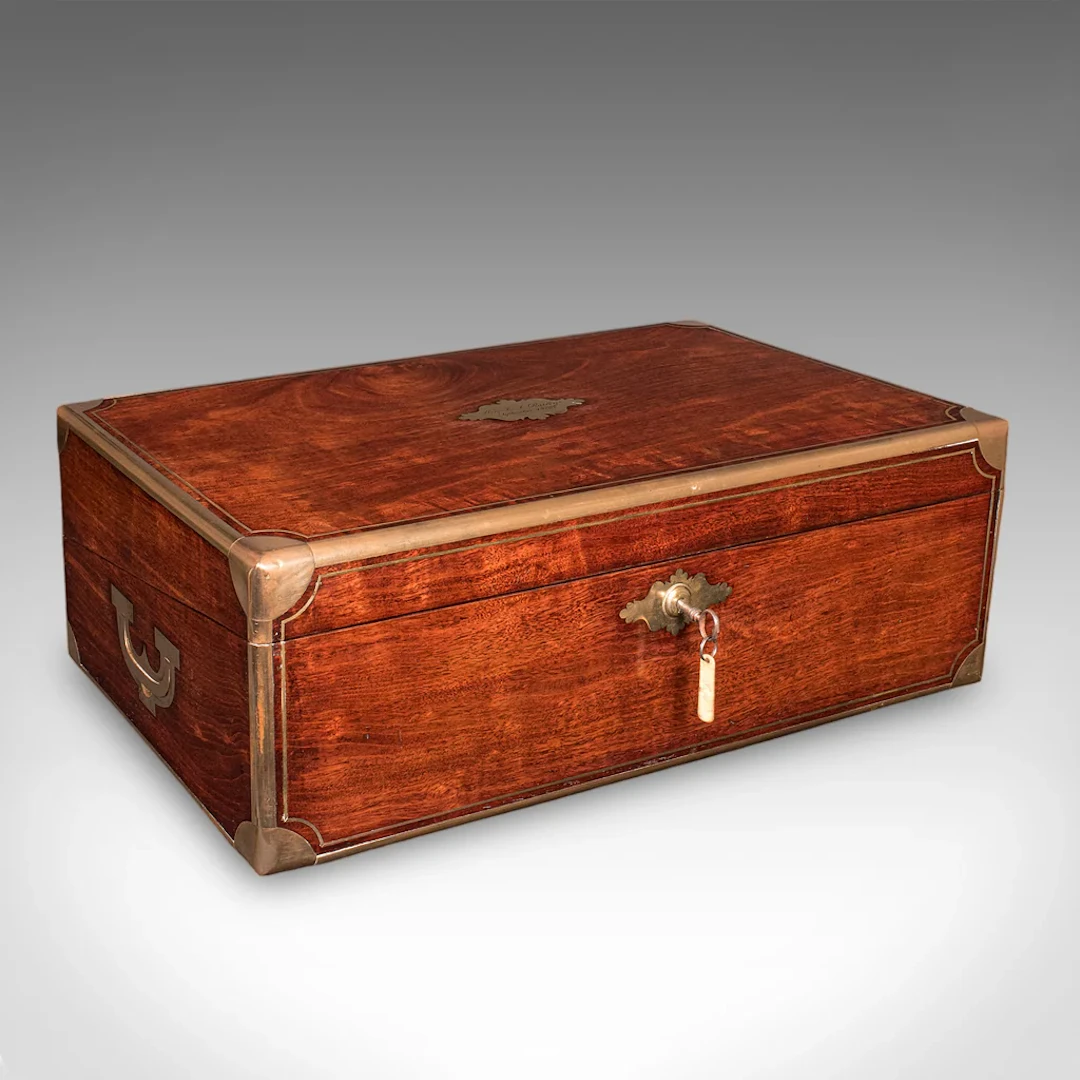 Antique Correspondence Box, Irish, Walnut, Writing Slope, Austin, William IV